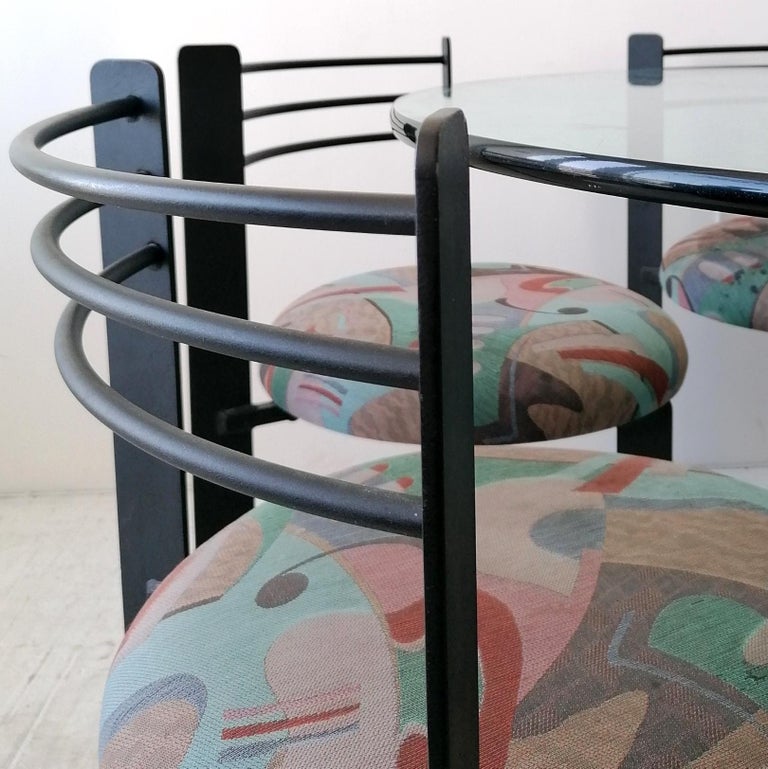 Set of 6 Memphis style postmodern powder-coated iron dining chairs, USA ...