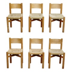 Set of 6 Meribel Chairs by Charlotte Perriand, circa 1950