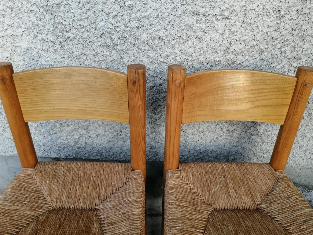 Set of 6 Meribel Dining Chairs by Charlotte Perriand, France, circa 1950s For Sale 4