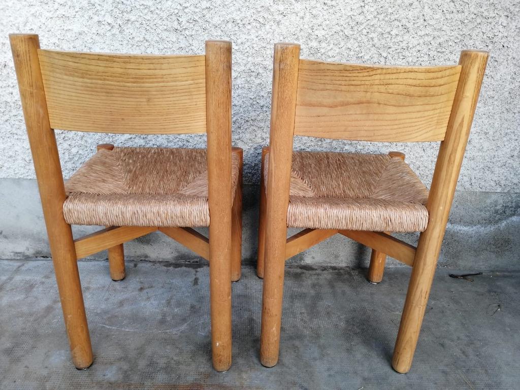 Set of 6 Meribel Dining Chairs by Charlotte Perriand, France, circa 1950s For Sale 5