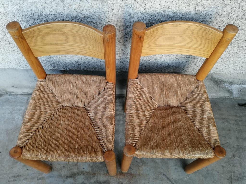 Set of 6 Meribel Dining Chairs by Charlotte Perriand, France, circa 1950s For Sale 8