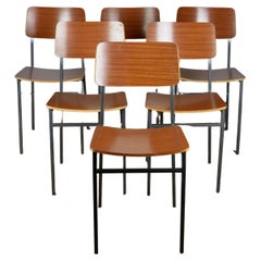 Satz von 6 postmodernen Stühlen aus Metall und Formica, Frankreich 1970er Jahre