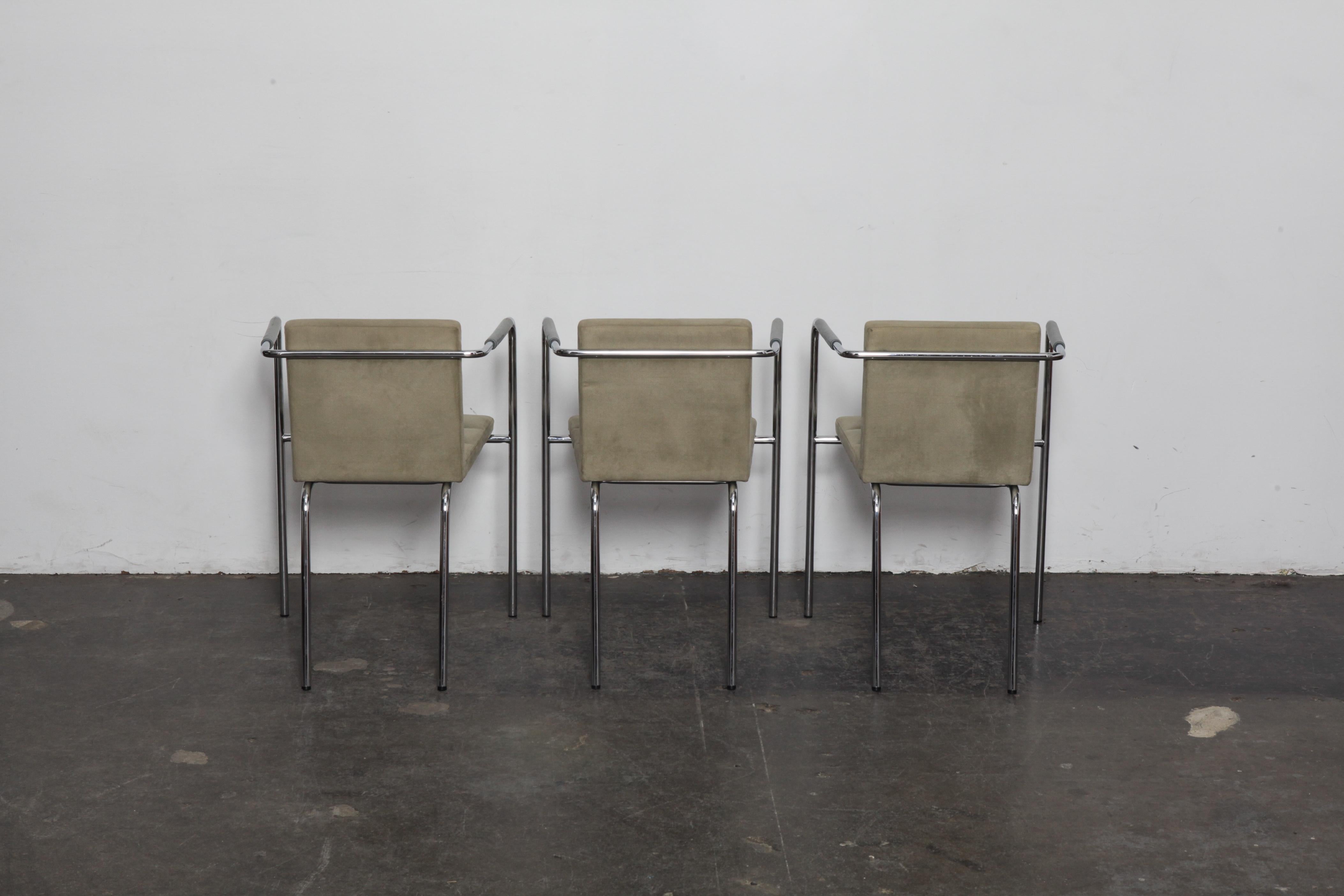Set of 6 Metal and Original Ultra Suede Dining Chairs by Gunilla Allard for Lamm (Schwedisch)