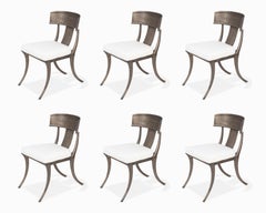 Satz von 6 Stühlen „Garden“ aus Metall im Klismos-Stil von Michael Taylor
