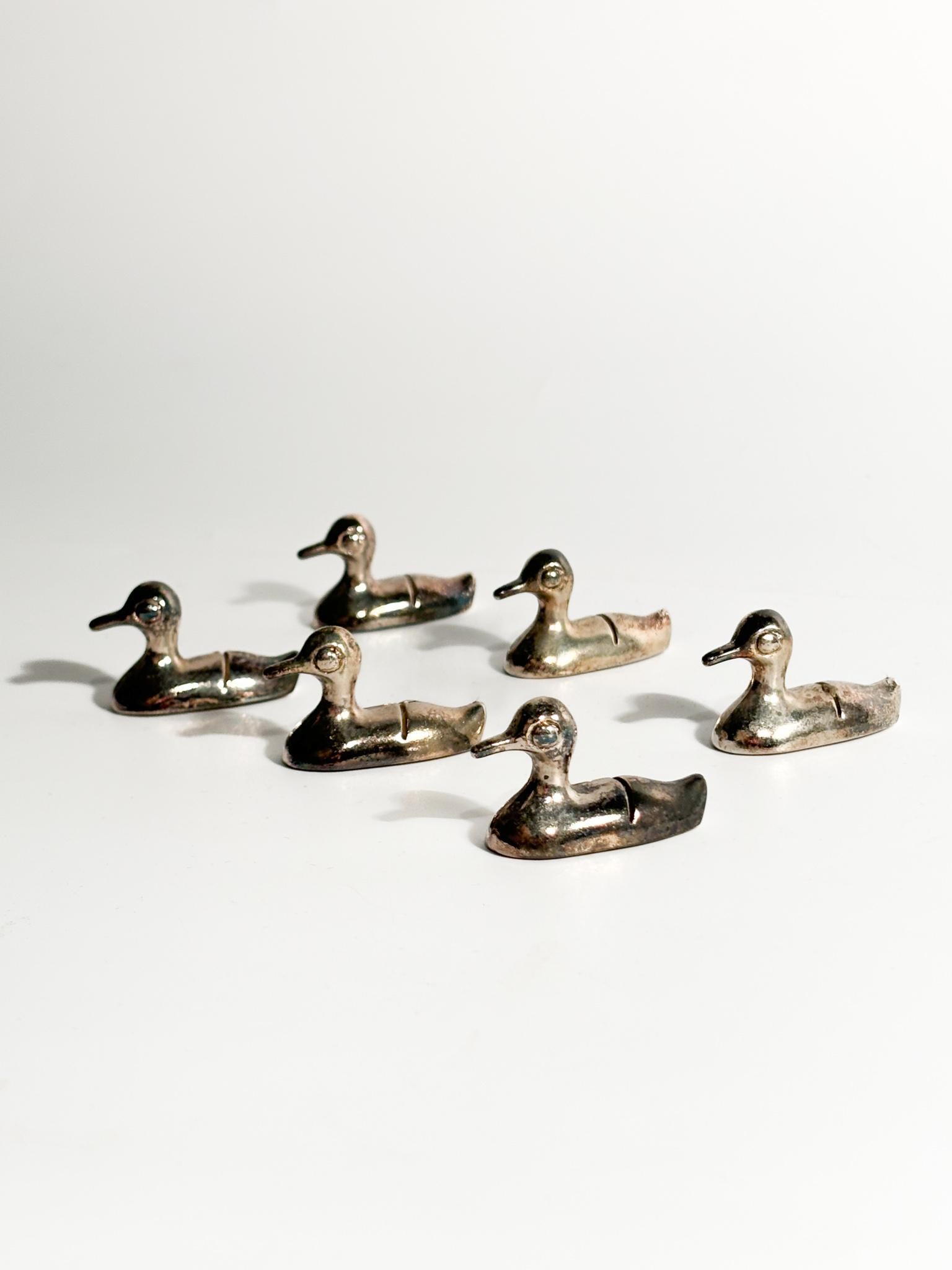Italian Set of 6 Metal Placeholders / Knife Rests by Saviato from the 90s For Sale