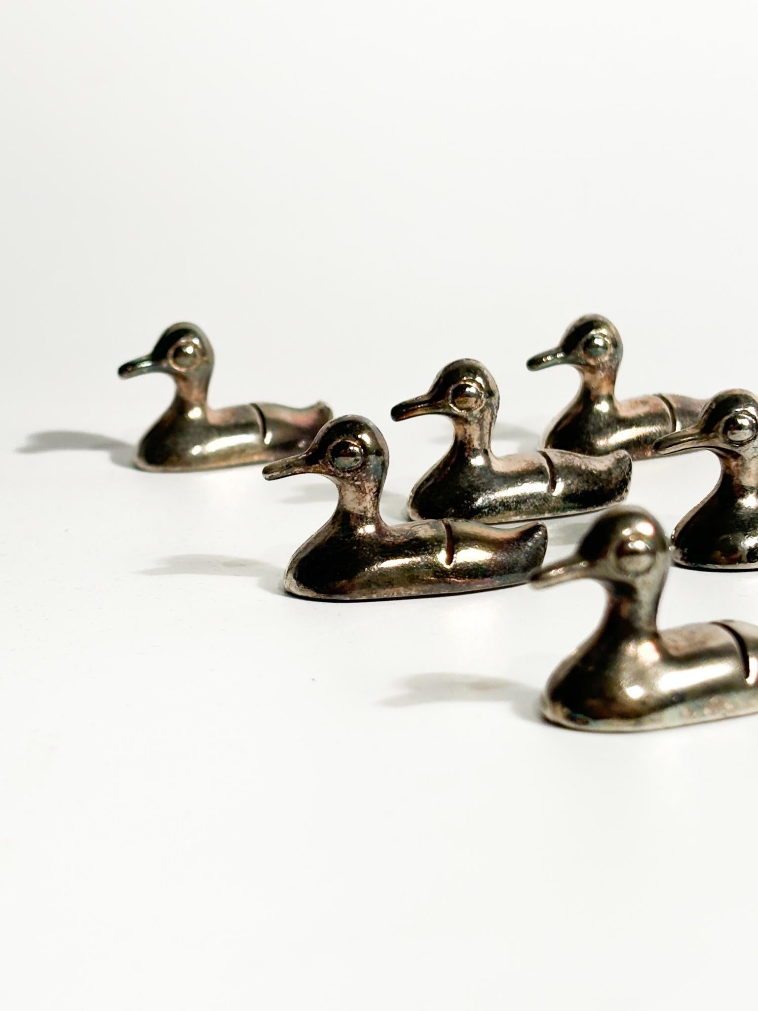 Set of 6 Metal Placeholders / Knife Rests by Saviato from the 90s In Good Condition For Sale In Milano, MI
