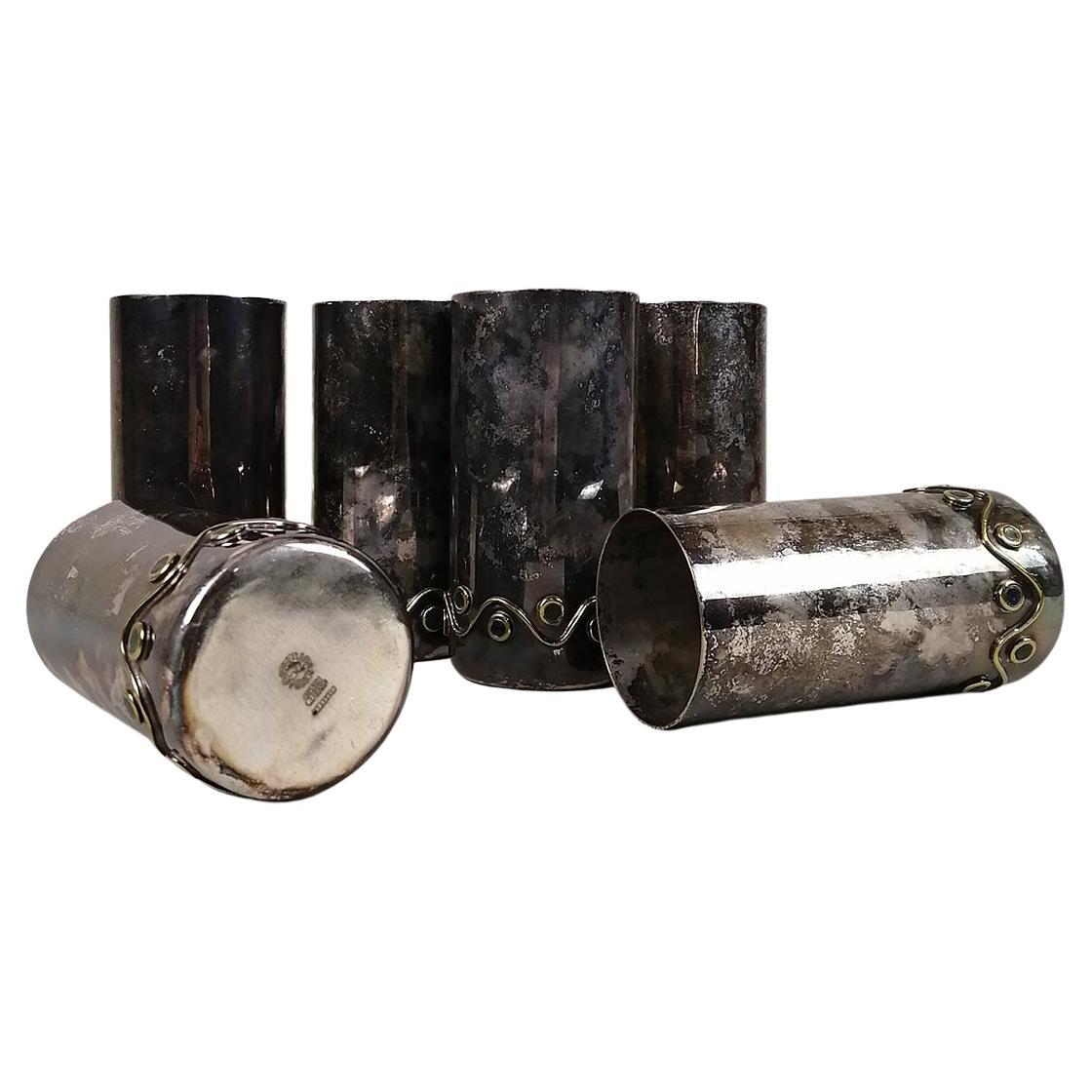 Set of 6 Mexican Mid-Century Modern Los Castillo Silverplate Vases