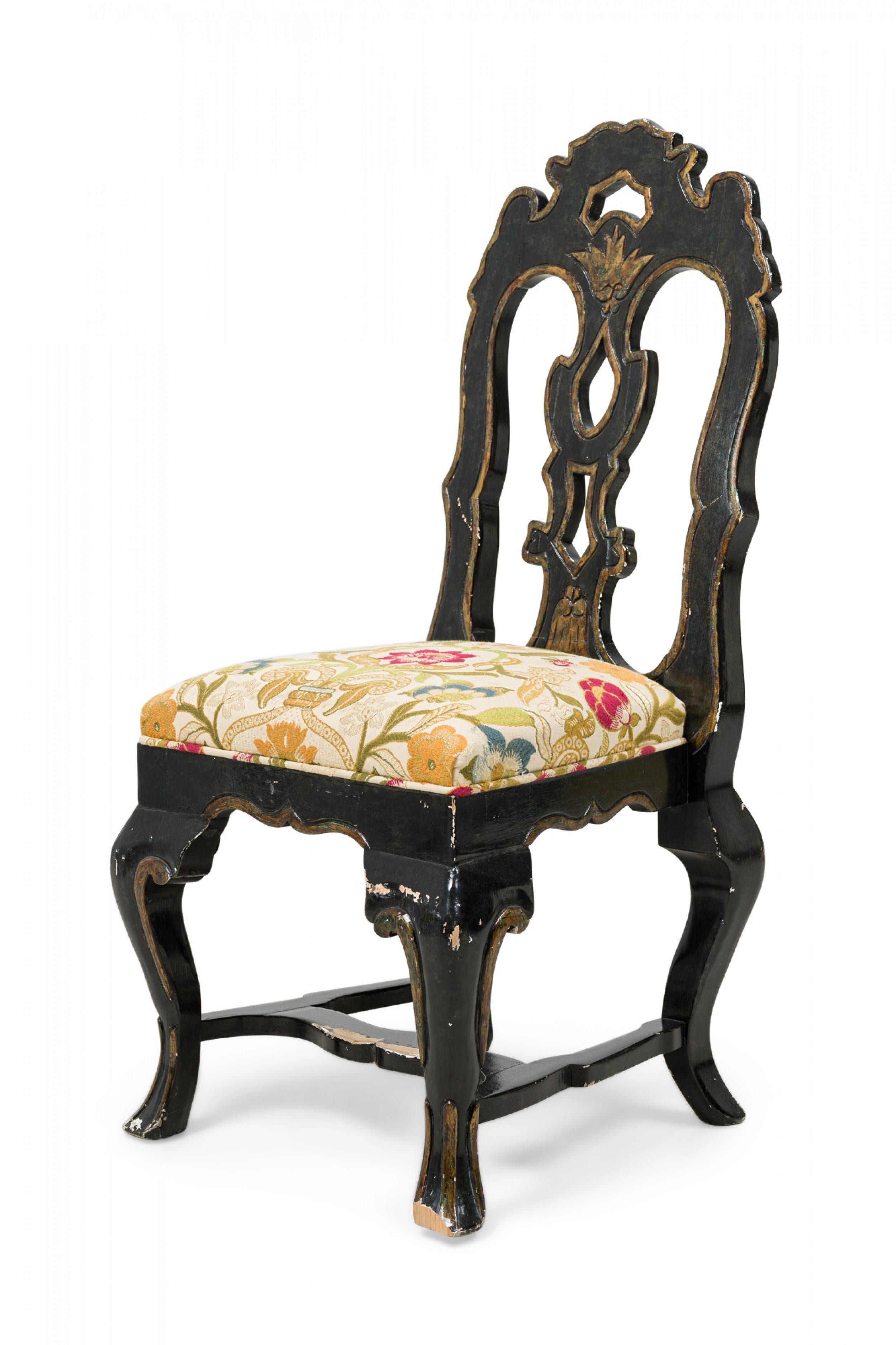 Set of 6 Michael Taylor Portuguese Rococo Giltwood Upholstered Dining Chairs In Good Condition For Sale In New York, NY