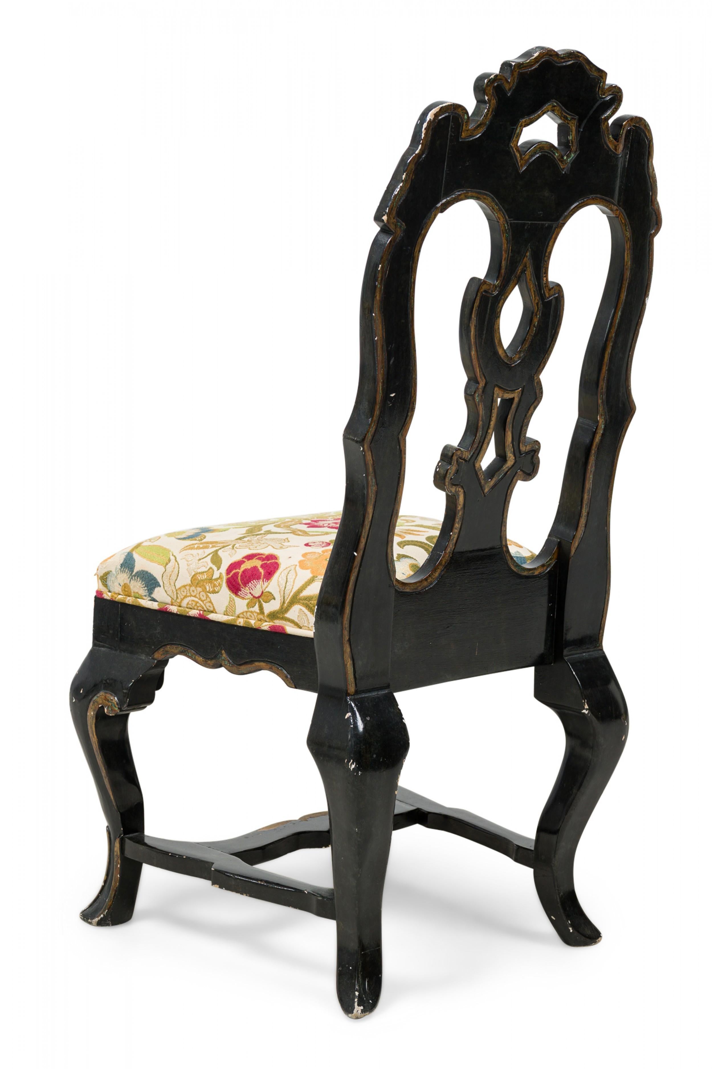 Fabric Set of 6 Michael Taylor Portuguese Rococo Giltwood Upholstered Dining Chairs For Sale