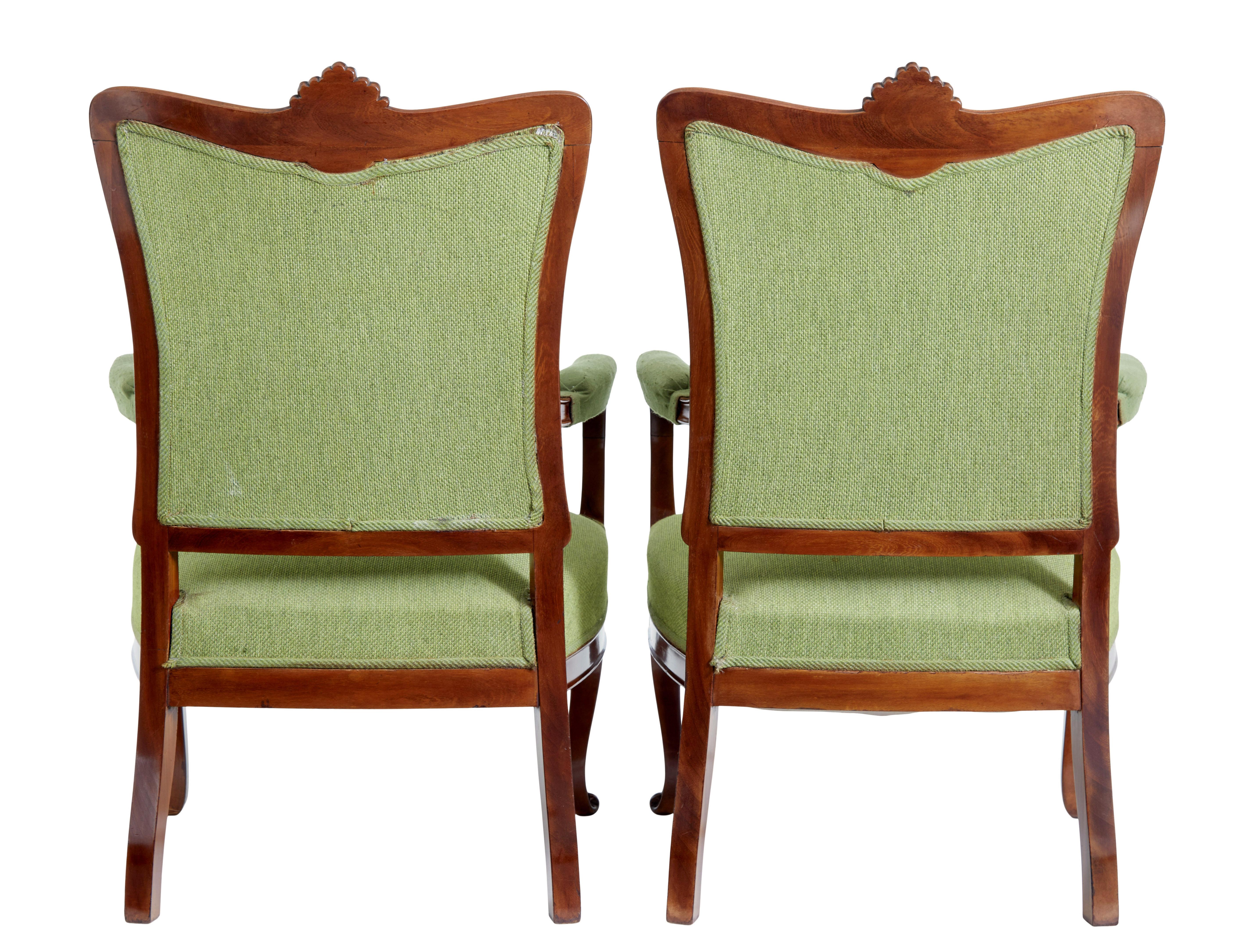 Swedish Set of 6 mid 20th century carved dining chairs For Sale