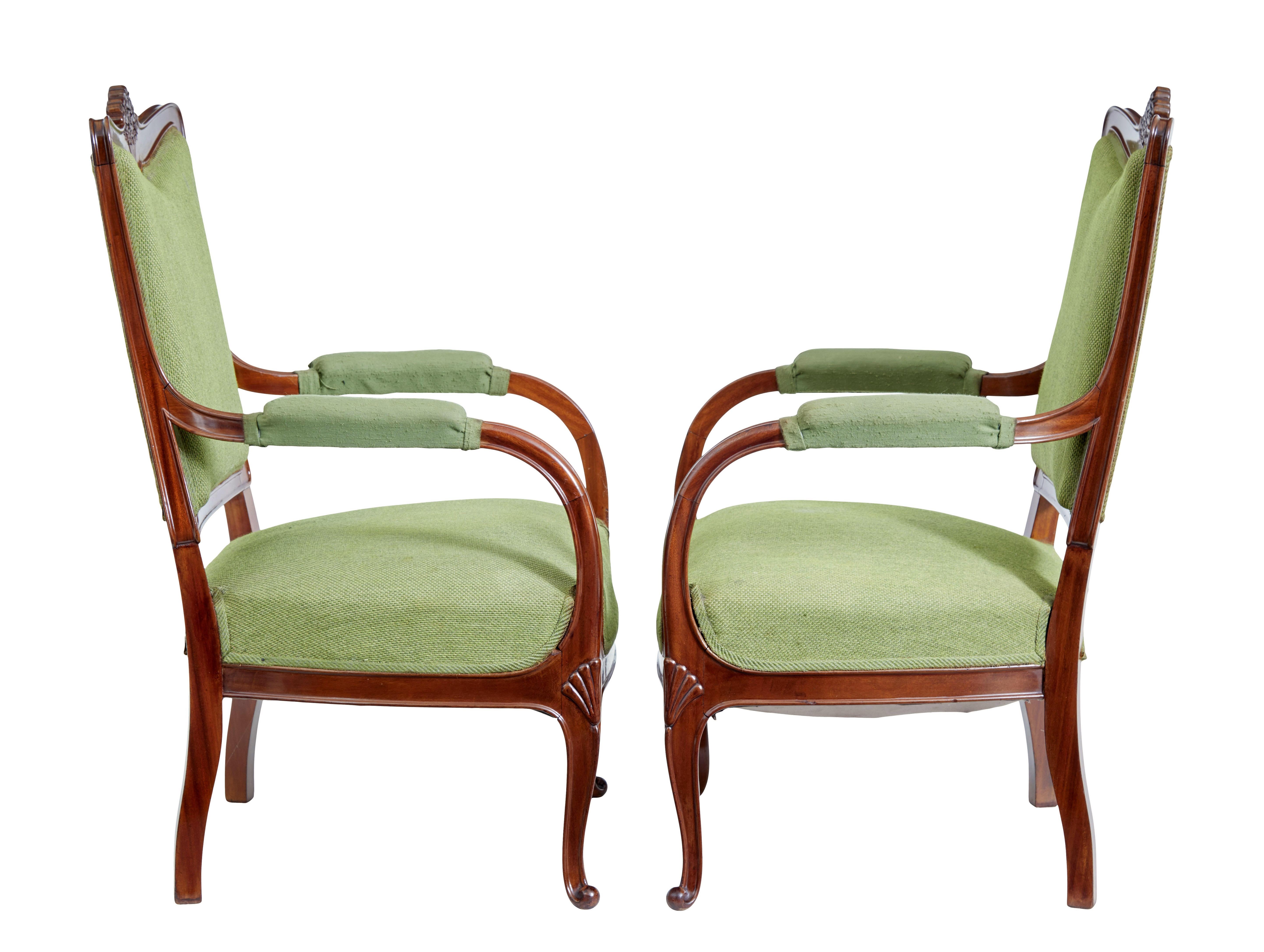 Hand-Carved Set of 6 mid 20th century carved dining chairs For Sale