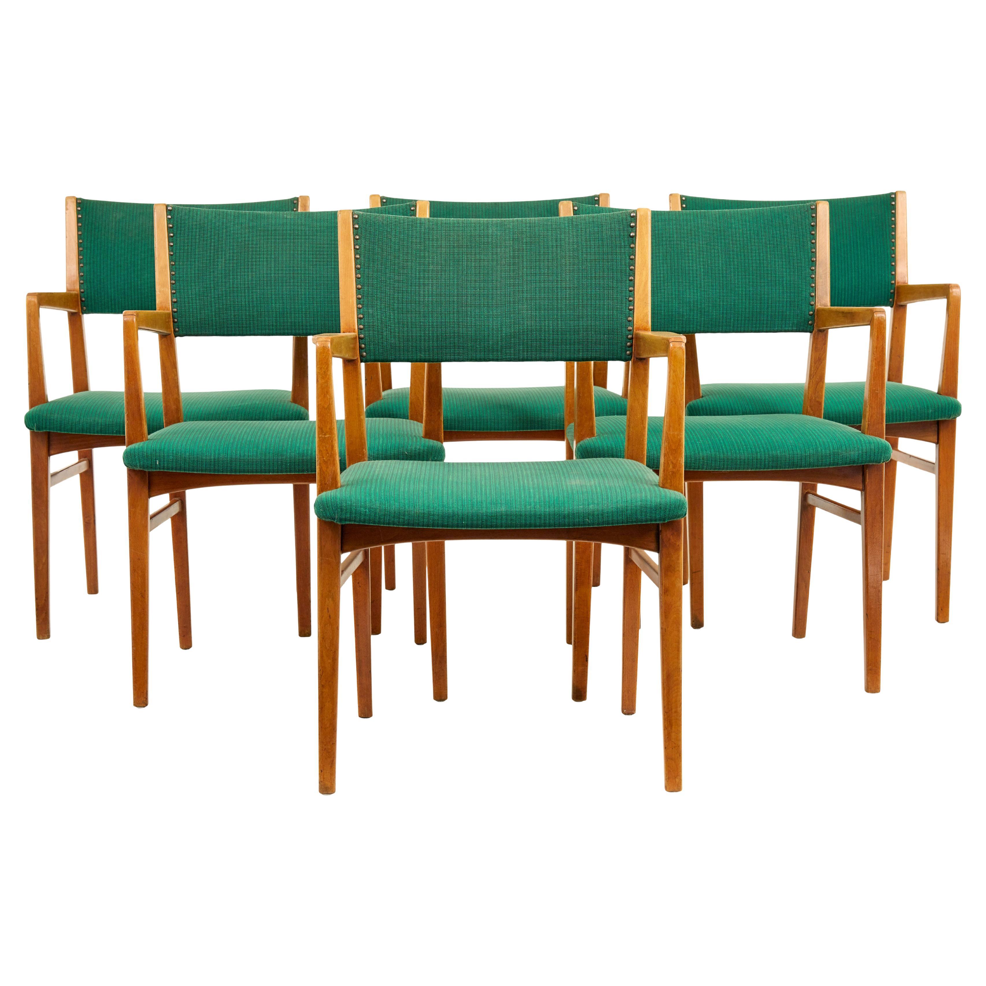 Conjunto de 6 sillones escandinavos de mediados del siglo XX