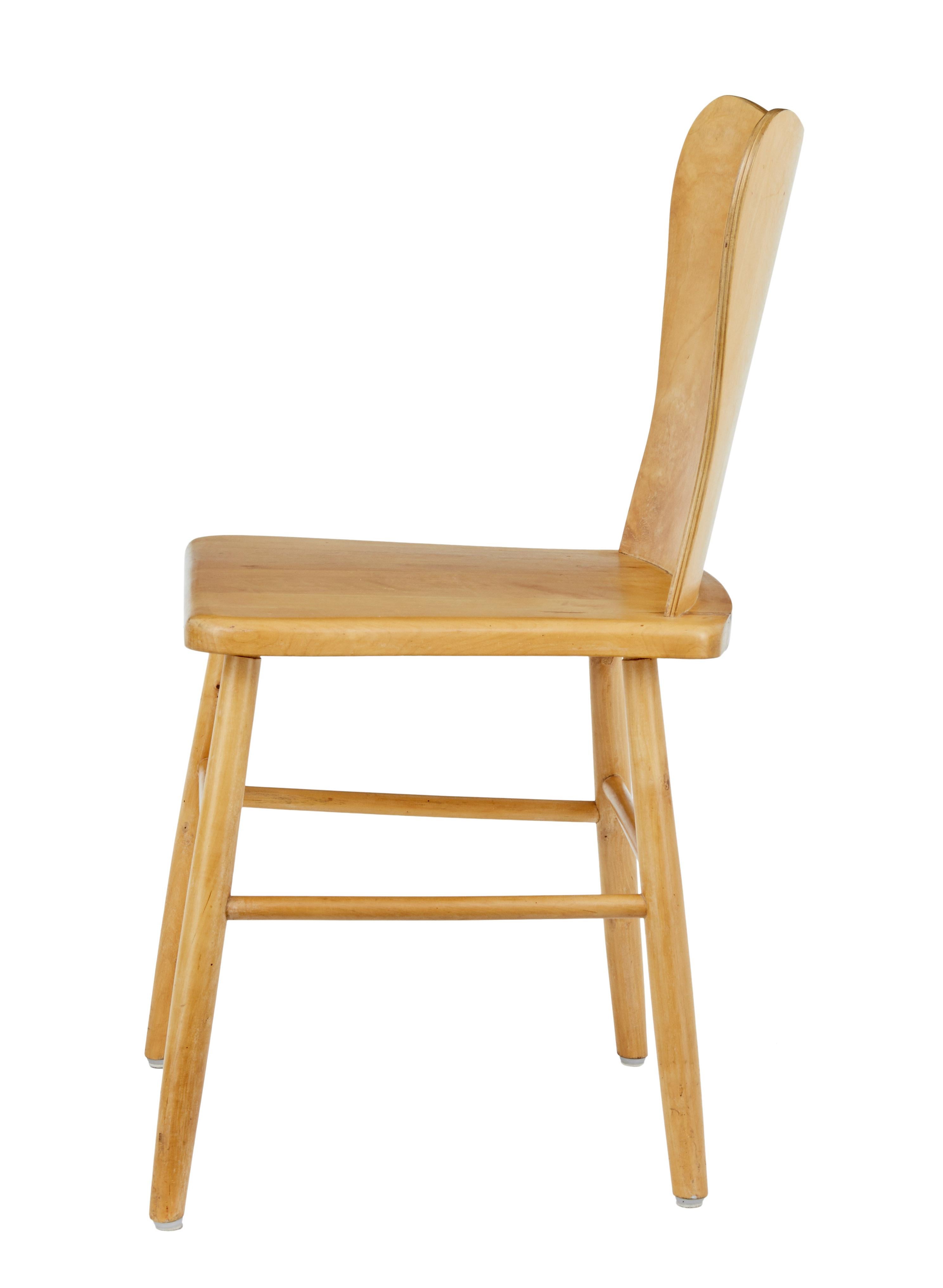 Mid-Century Modern Set of 6 Mid-20th Century Scandinavian Pine Dining Chairs