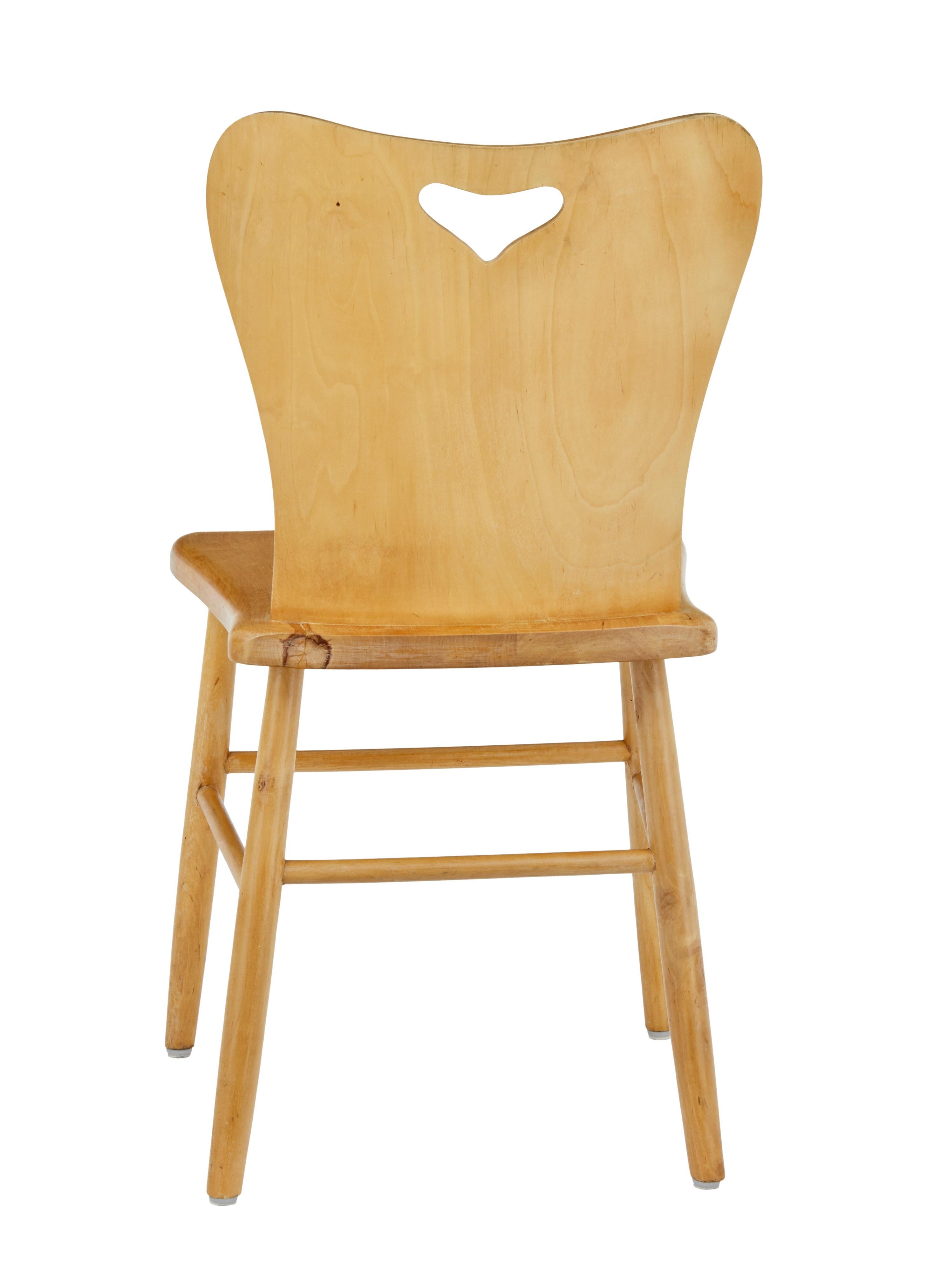 Swedish Set of 6 Mid-20th Century Scandinavian Pine Dining Chairs