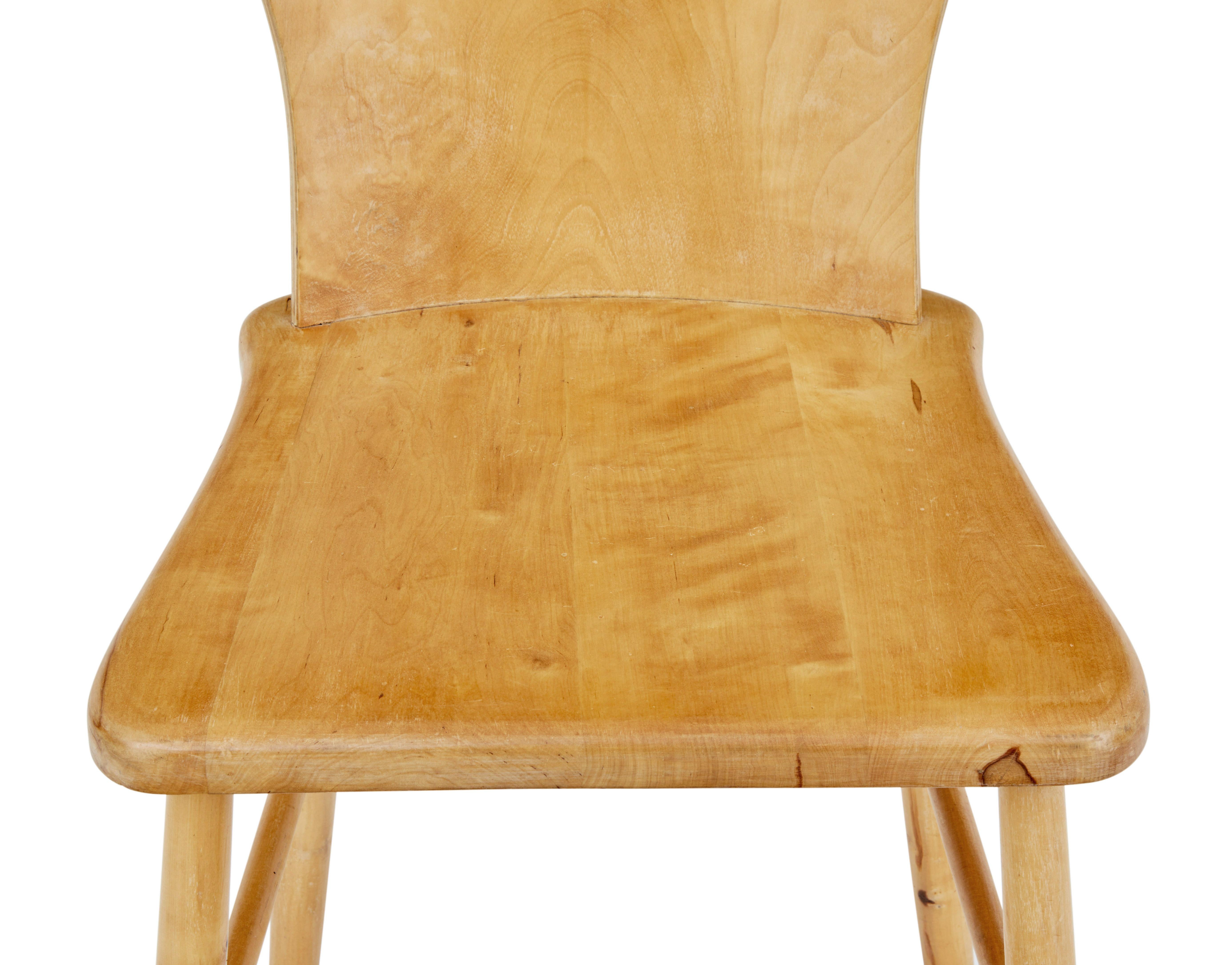 Woodwork Set of 6 Mid-20th Century Scandinavian Pine Dining Chairs