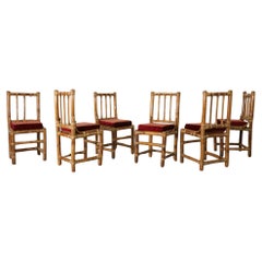 Ensemble de 6 chaises de salle à manger en bambou de style tropicaliste du milieu du siècle dernier