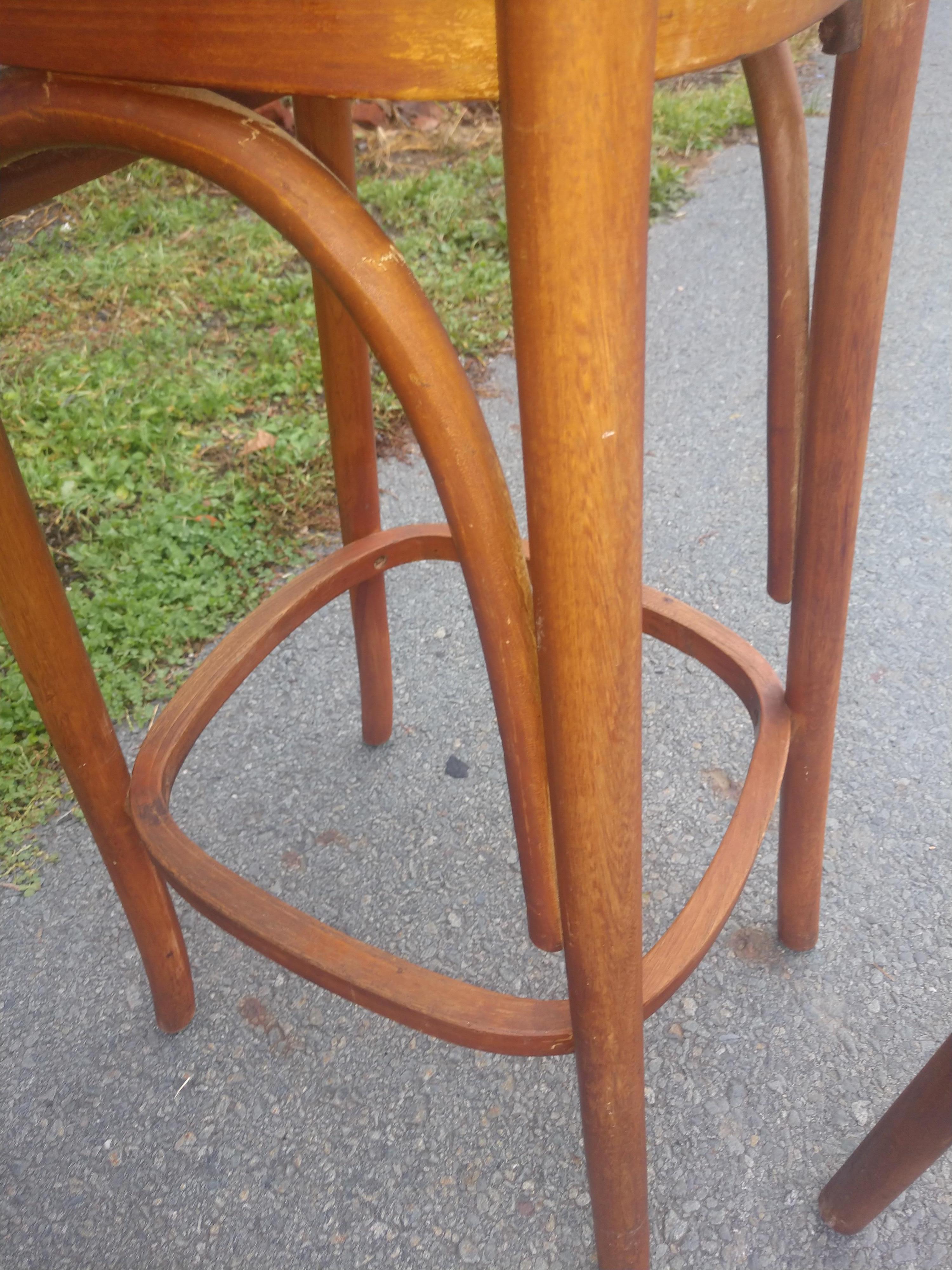 Set of 6 Mid Century Bentwood Walnut Thonet Bar Stools, C1940 2