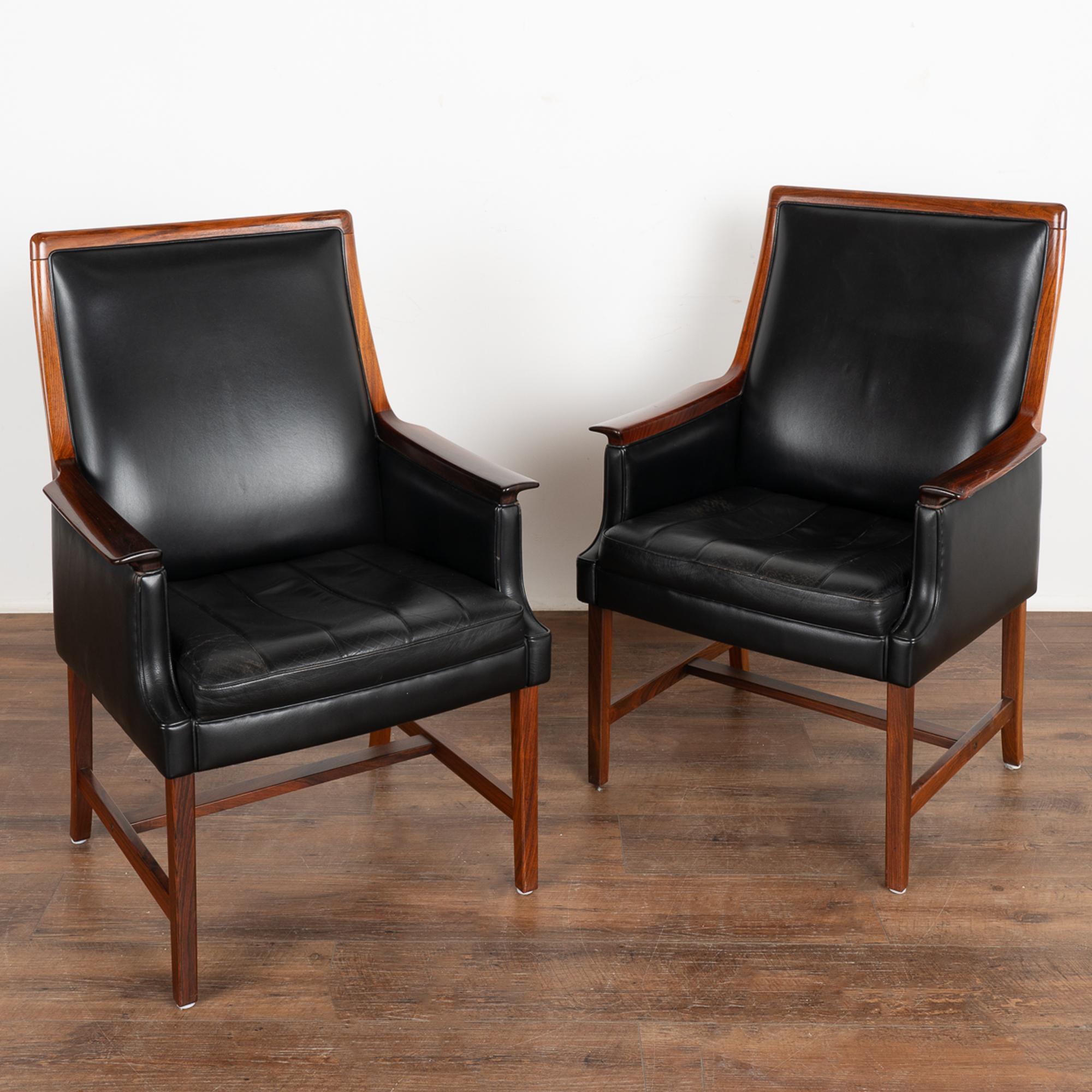 Mid-Century Modern Set of 6 Mid Century Black Leather Chairs by Torbjørn Afdal, Norway circa 1970 For Sale