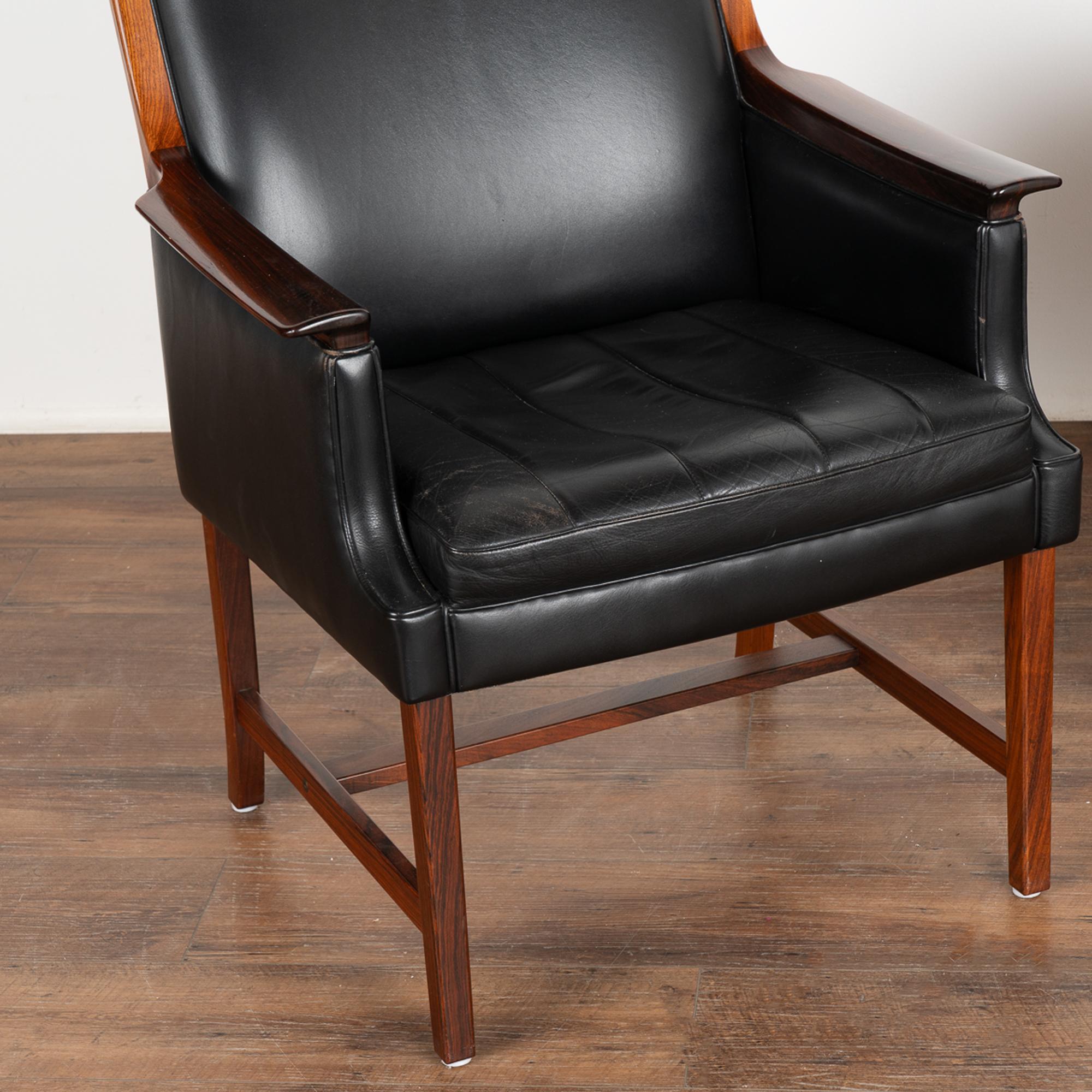 Norwegian Set of 6 Mid Century Black Leather Chairs by Torbjørn Afdal, Norway circa 1970 For Sale