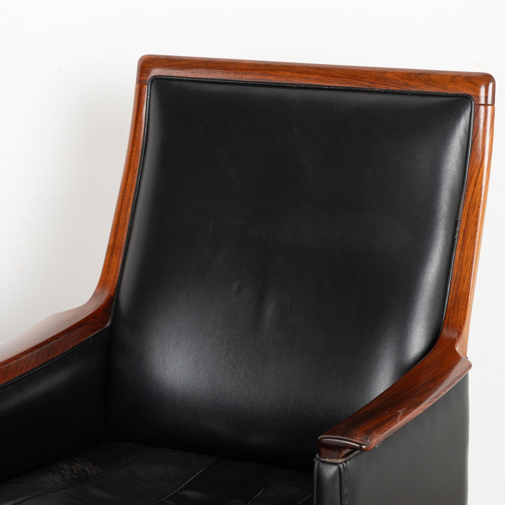 20th Century Set of 6 Mid Century Black Leather Chairs by Torbjørn Afdal, Norway circa 1970 For Sale
