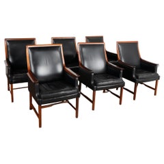 Set of 6 Mid Century Black Leather Chairs by Torbjørn Afdal, Norway circa 1970