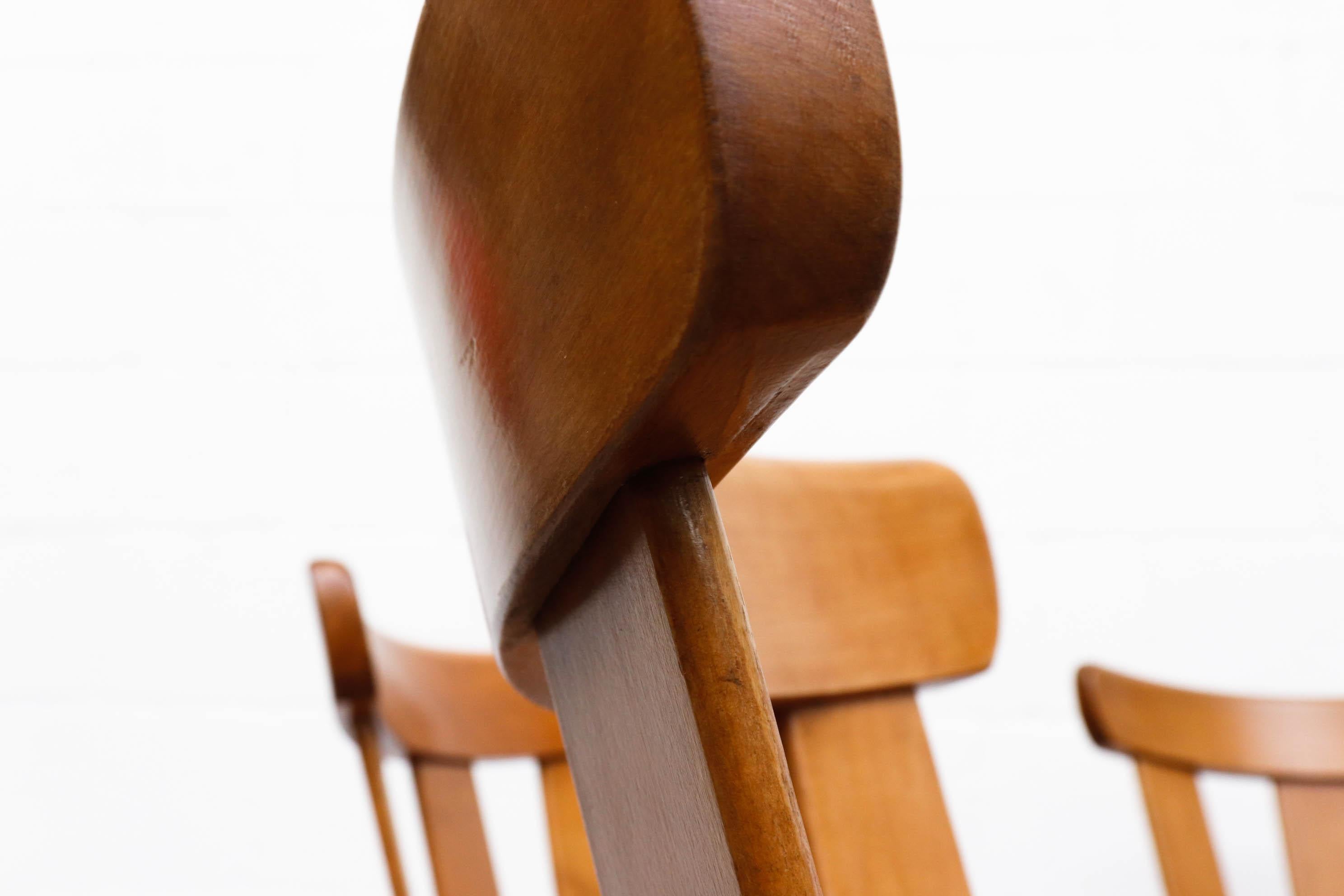 Set of 6 Midcentury Blonde Gilbert Marklund Inspired Brutalist Farm Chairs 13