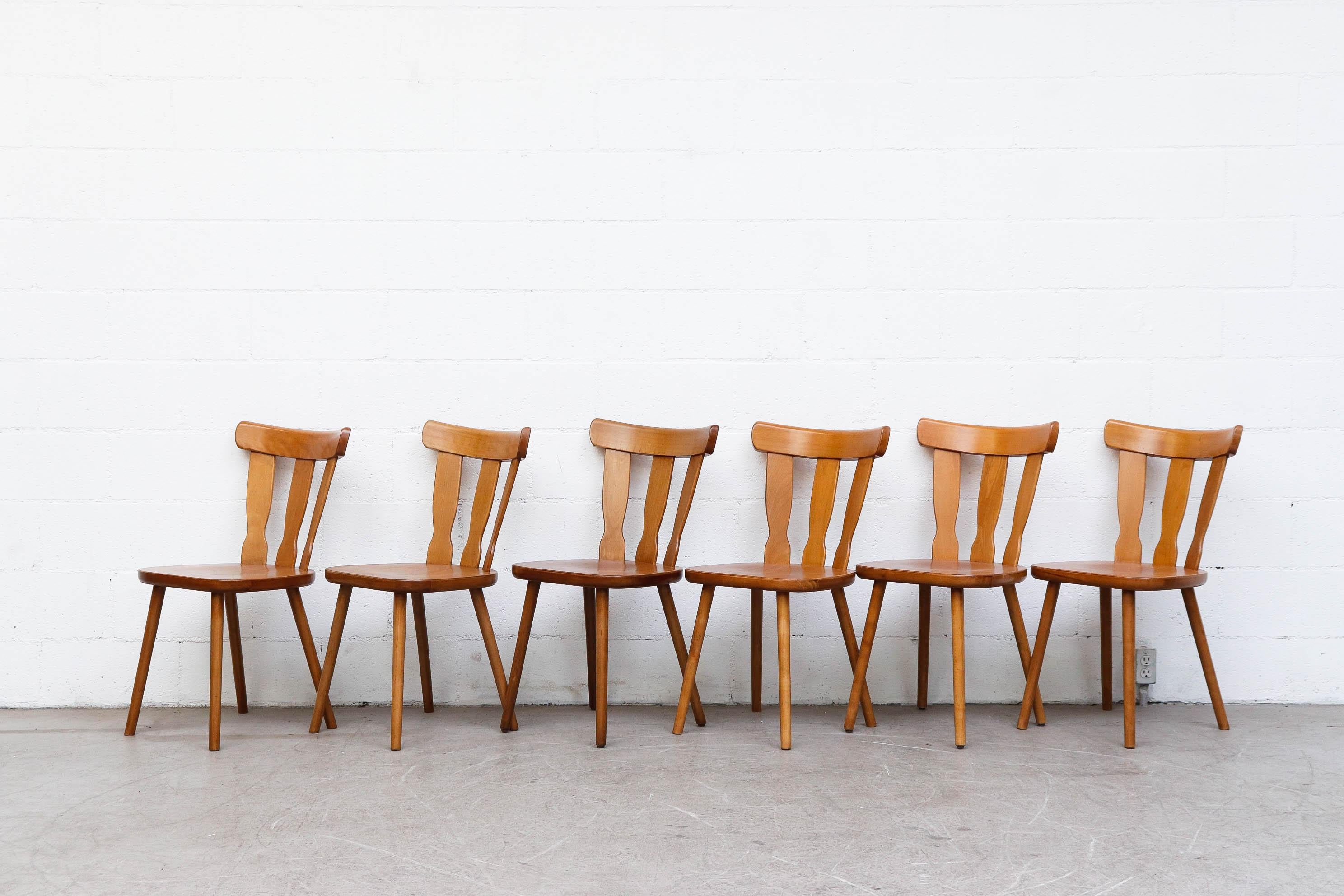 Mid-Century Modern Set of 6 Midcentury Blonde Gilbert Marklund Inspired Brutalist Farm Chairs