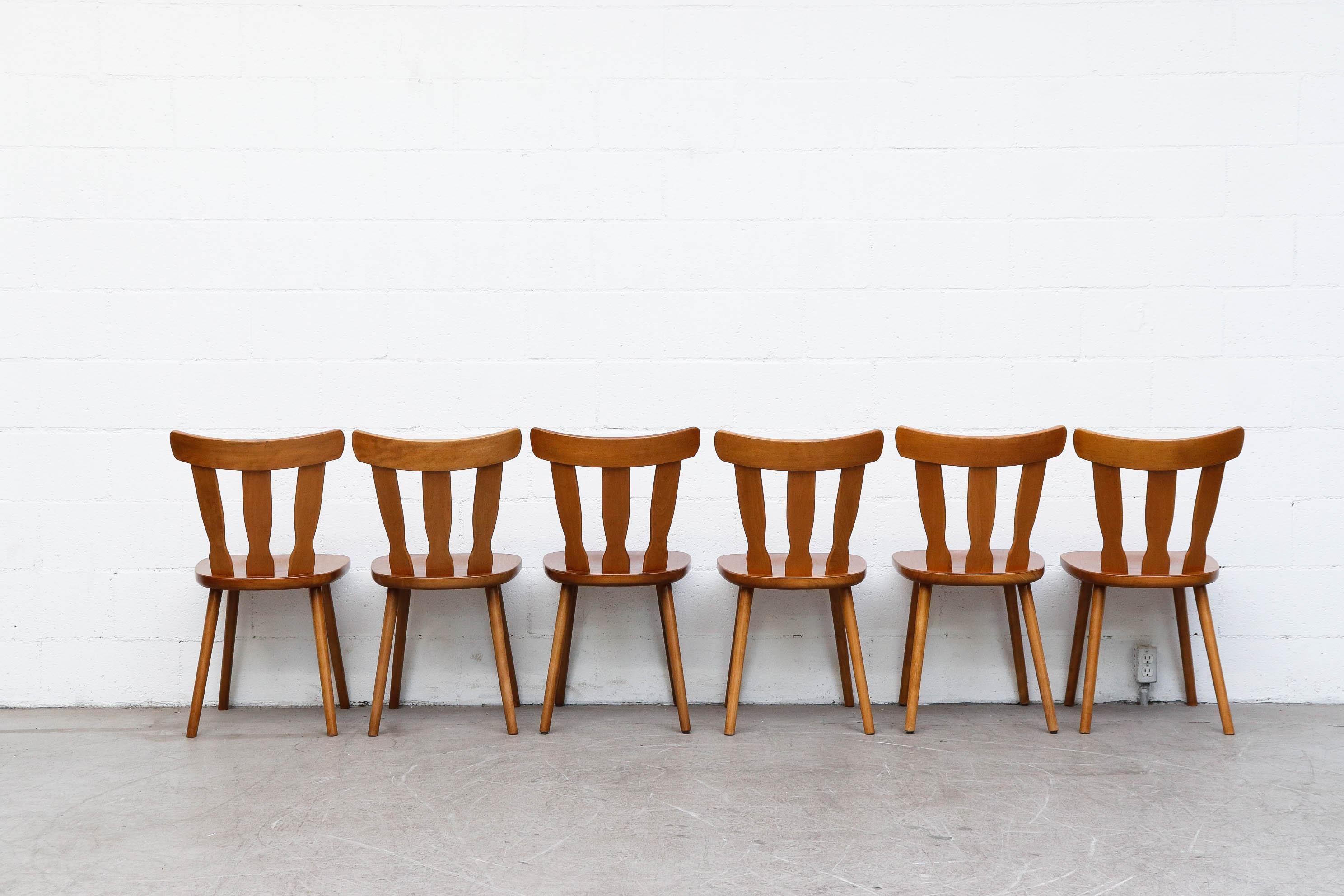 Late 20th Century Set of 6 Midcentury Blonde Gilbert Marklund Inspired Brutalist Farm Chairs
