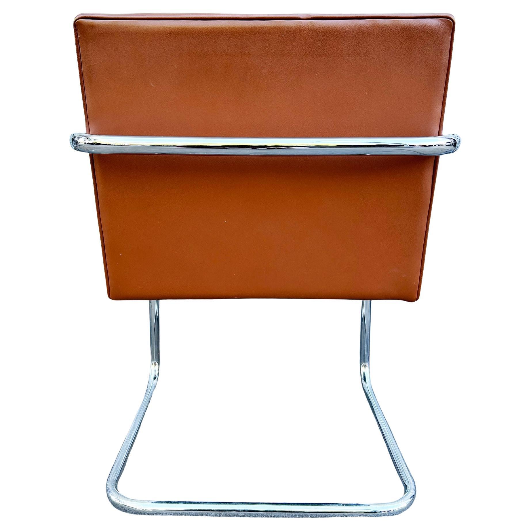 Set of 6 Mid Century Brno Chairs Chrome Cognac Leather In Good Condition In BROOKLYN, NY