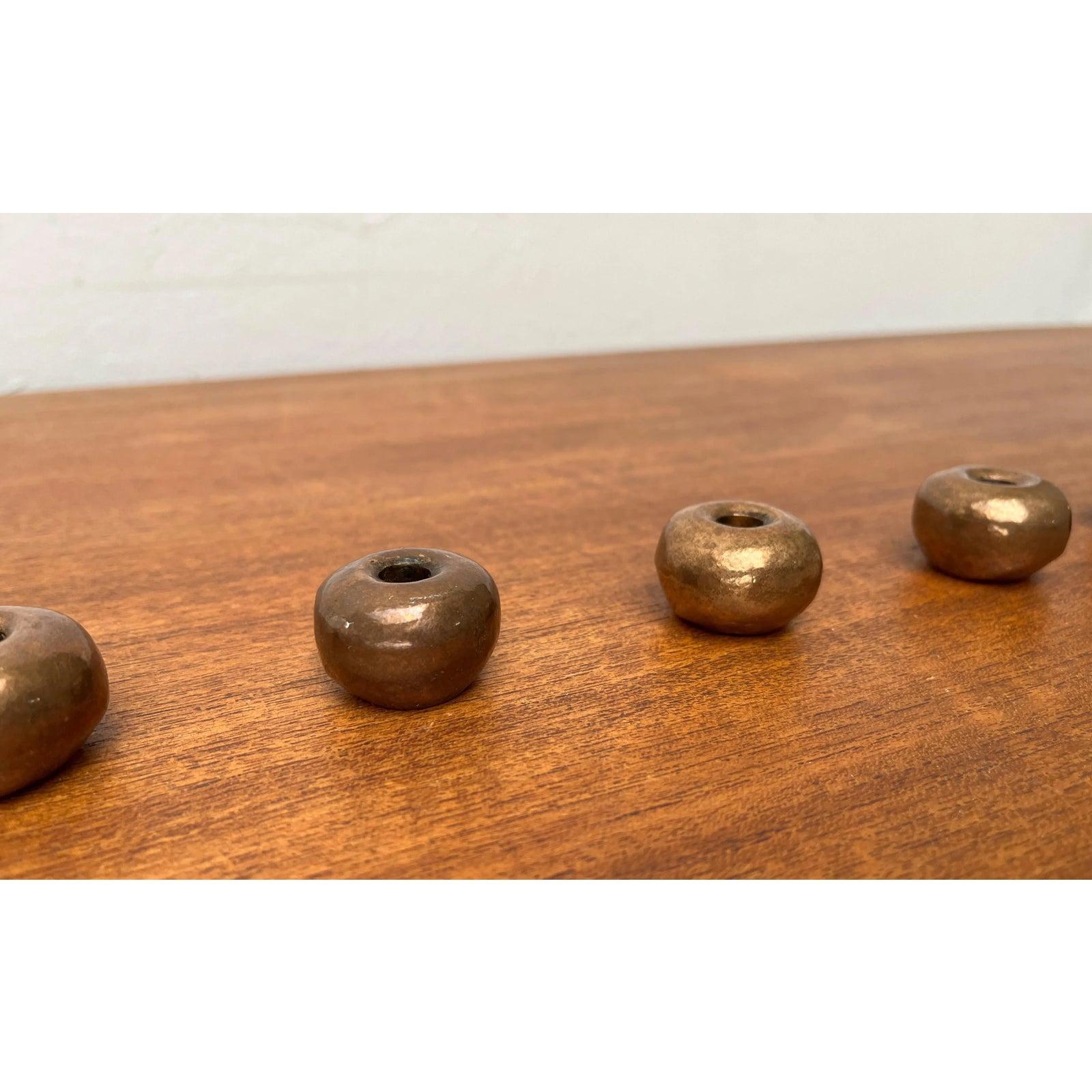 Mid-Century Modern Set of 6 Mid-Century Brutalist Bronze Candle Holder, 1960s For Sale
