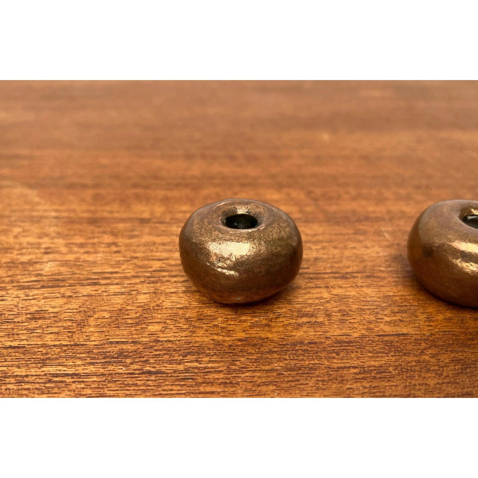 Set of 6 Mid-Century Brutalist Bronze Candle Holder, 1960s For Sale 1