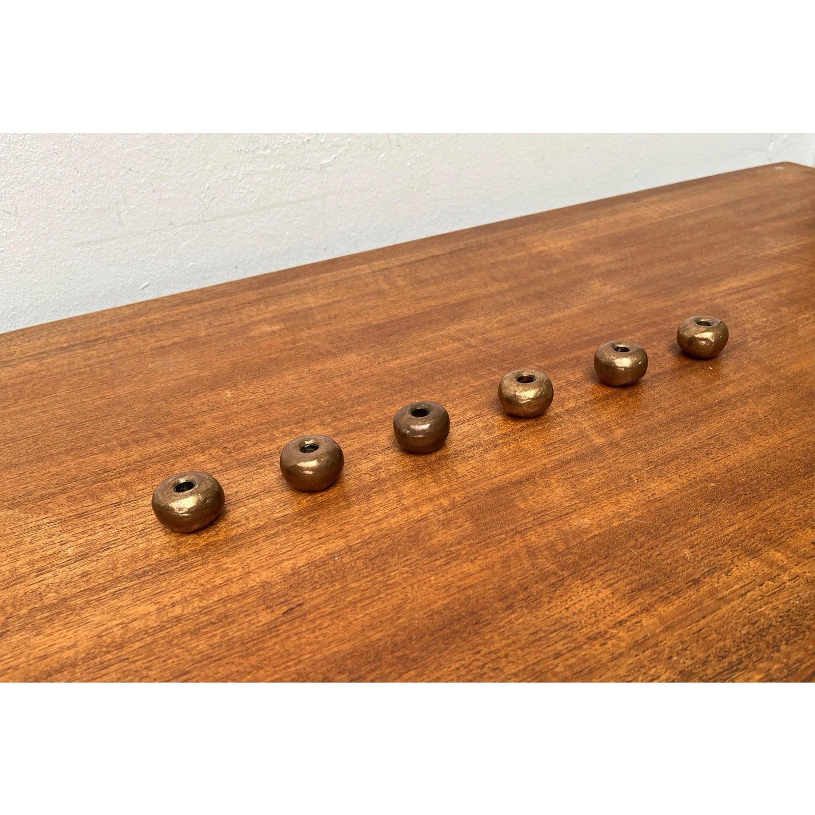 Set of 6 Mid-Century Brutalist Bronze Candle Holder, 1960s For Sale 2