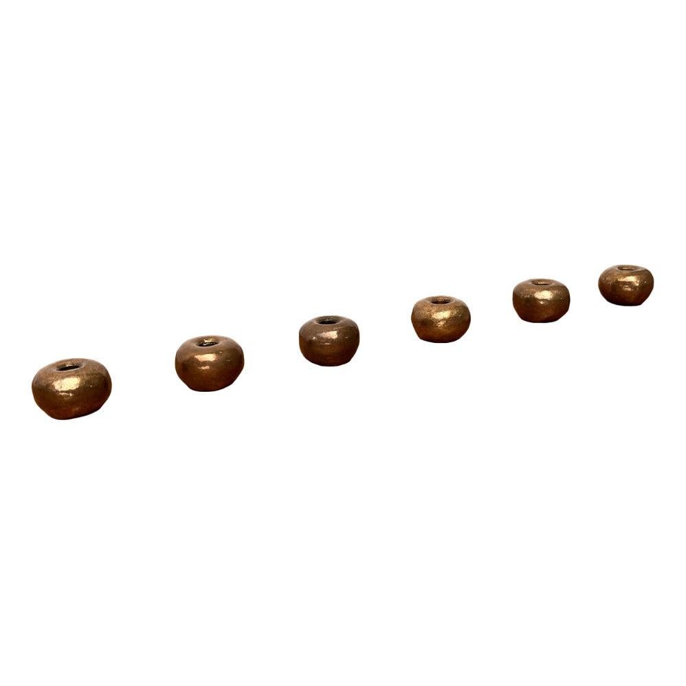 Set of 6 Mid-Century Brutalist Bronze Candle Holder, 1960s