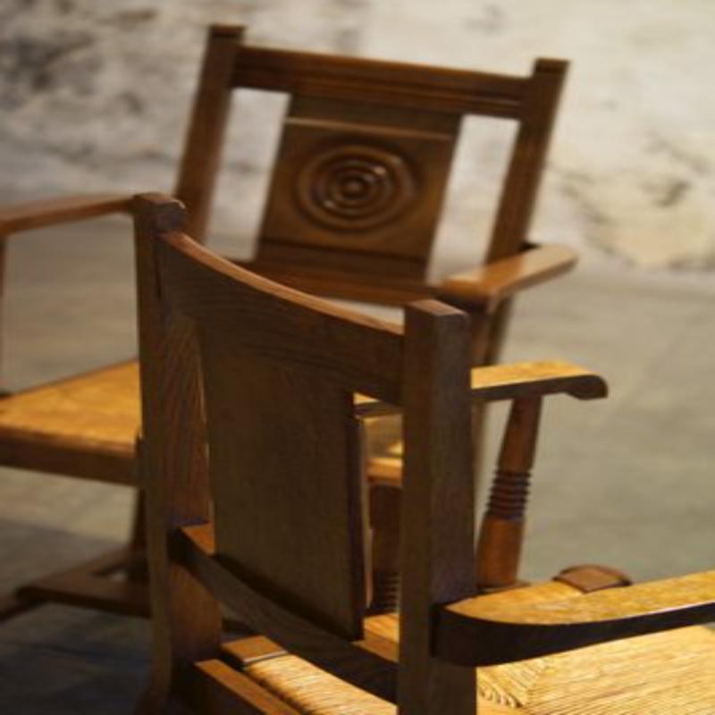 Set di 6 sedie e poltrone brutaliste di metà secolo, anni '50 in vendita 3