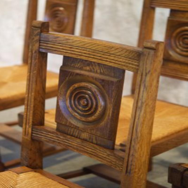 Set di 6 sedie e poltrone brutaliste di metà secolo, anni '50 in vendita 9