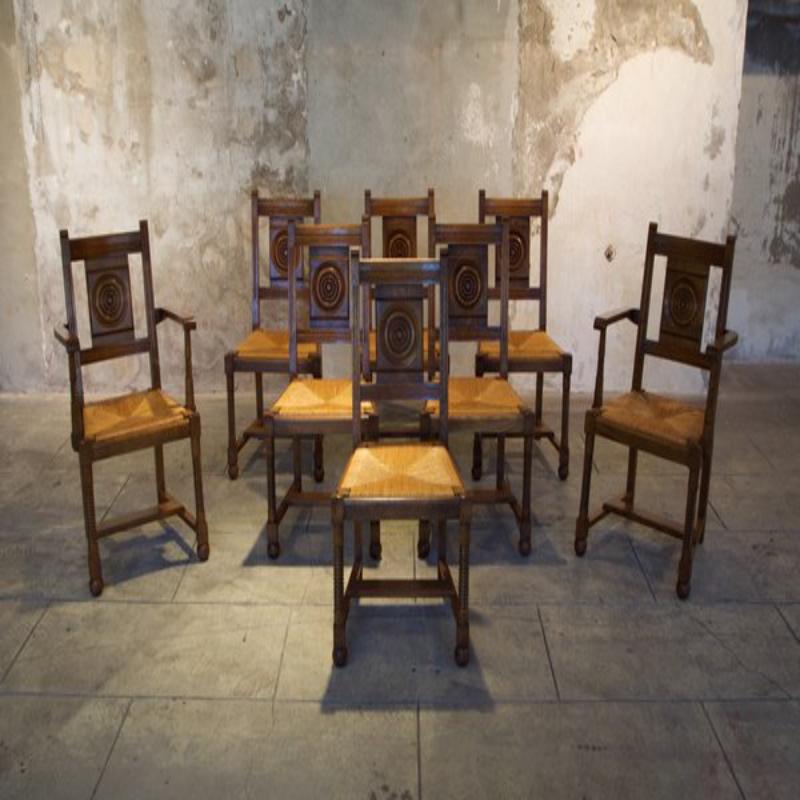 Set di 6 sedie e poltrone brutaliste di metà secolo, anni '50 in vendita 11