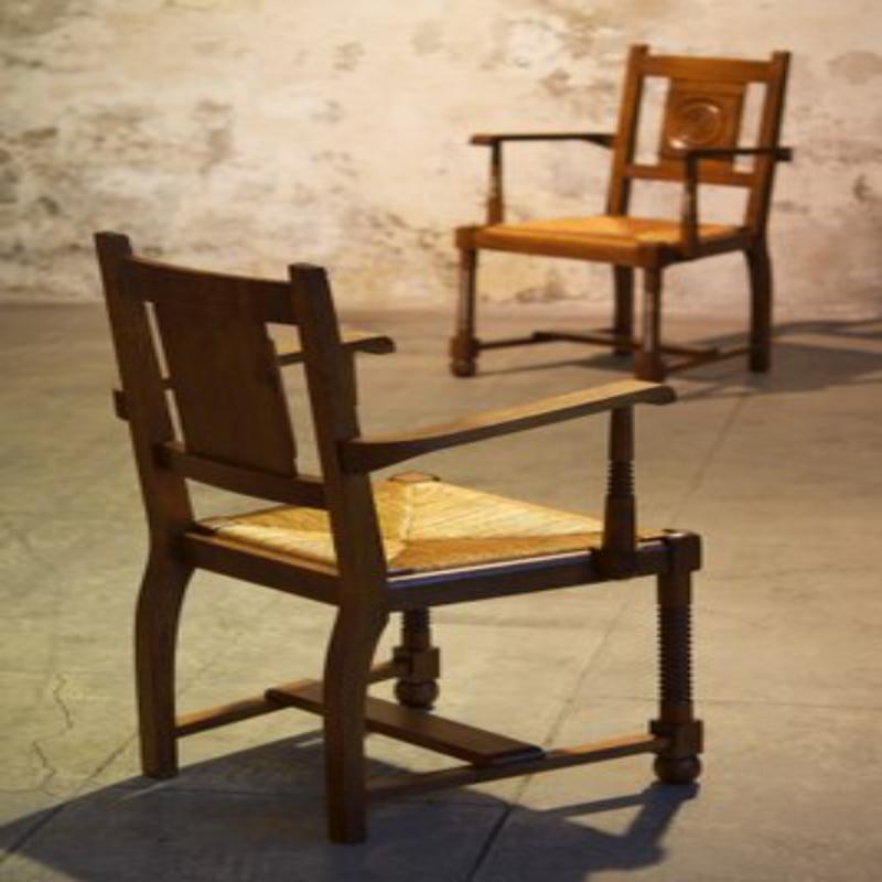 Set di 6 sedie e poltrone brutaliste di metà secolo, anni '50 In condizioni ottime in vendita a Andrézieux-Bouthéon, FR
