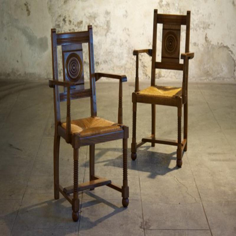 Set di 6 sedie e poltrone brutaliste di metà secolo, anni '50 in vendita 2
