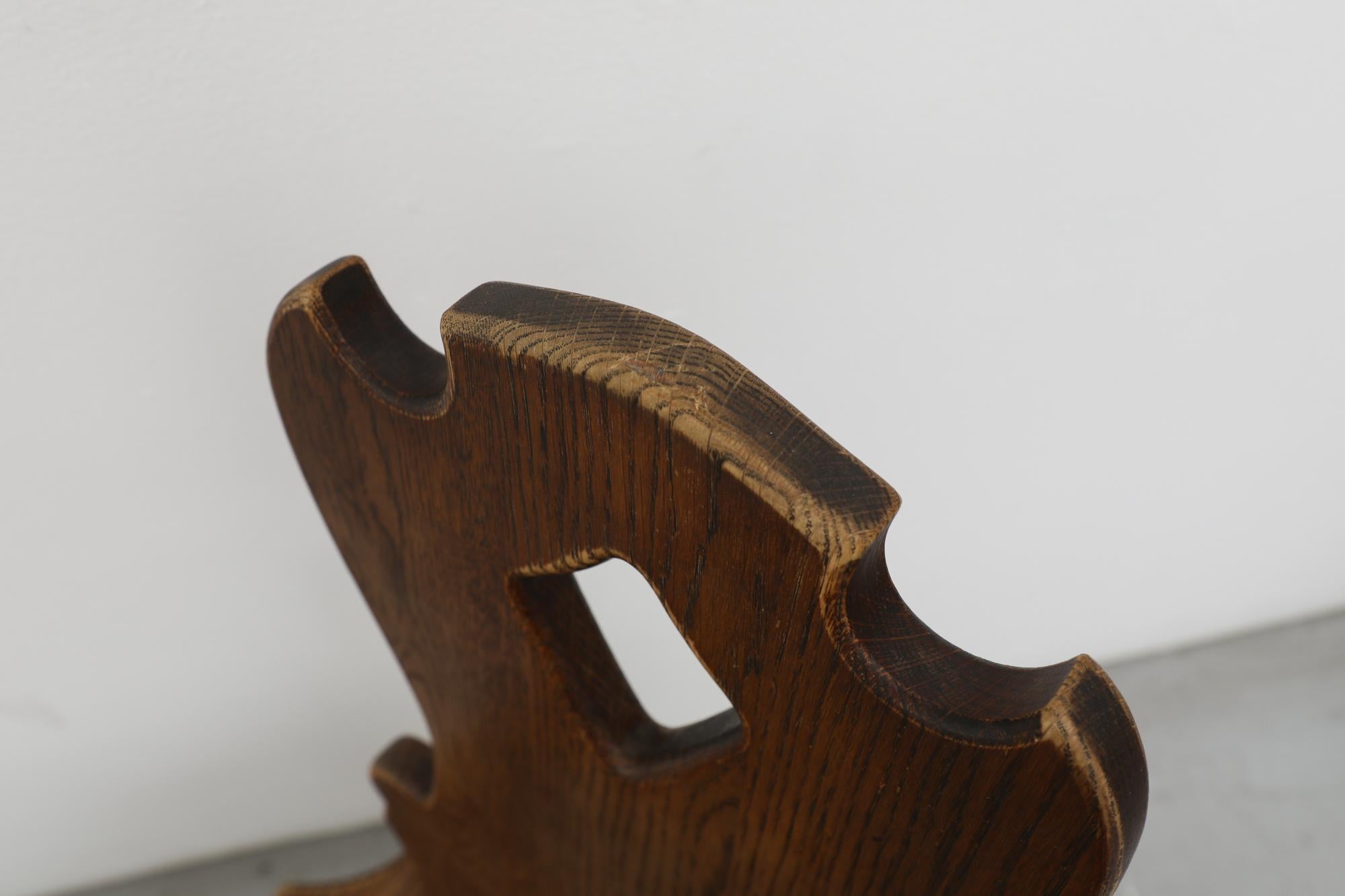 Set of 6 Tyrolean Style Mid-Century Brutalist Organic Carved Dark Oak Chairs 10