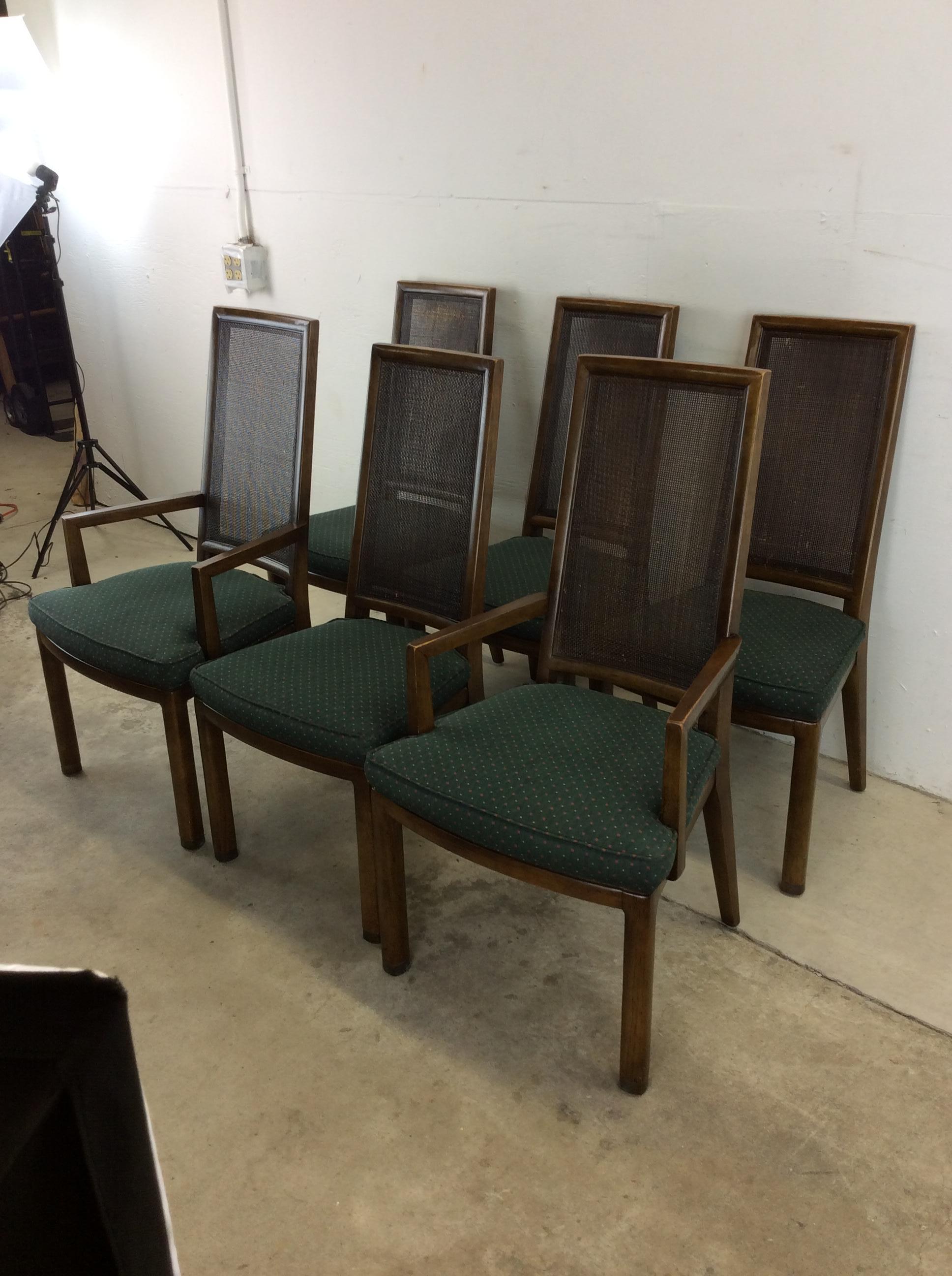 Américain Ensemble de 6 chaises de salle à manger à dossier canné du milieu du siècle par Henredon  en vente