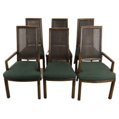Antique Set of 6 Midcentury Cane-Back Dining Chairs by Henredon 