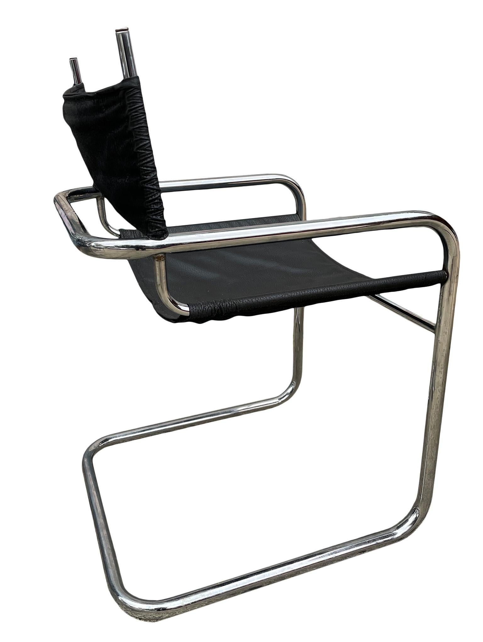 Ensemble de 6 fauteuils de salle à manger en porte-à-faux chromés du milieu du siècle dernier, style Mart Stam en vente 1