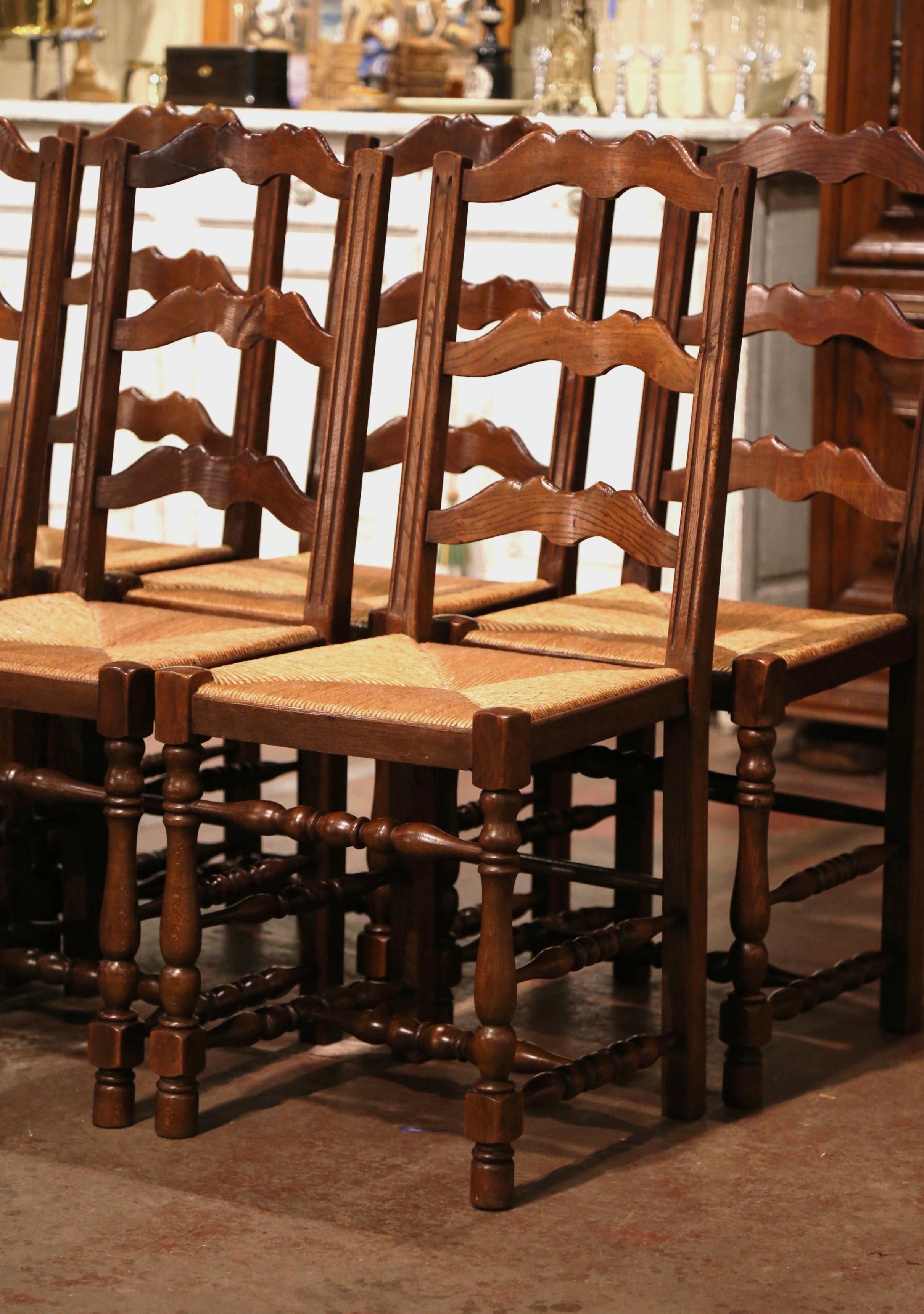 oak ladder back chairs with rush seats