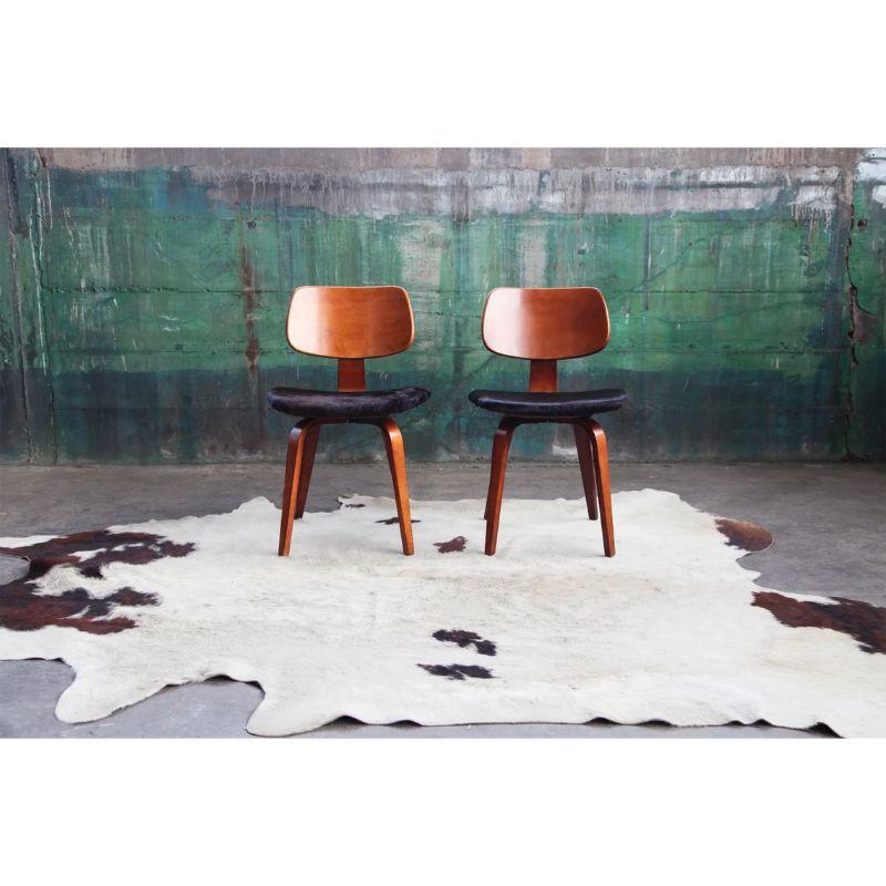 These make an incredible opportunity for a complete rare hard to find set of beautiful early American Made, Mid Century Thonet chairs after Eames.

Stunning, very cool authentic Bruno Weil’s No.1294 Thonet cow hide upholstered seat and solid quality