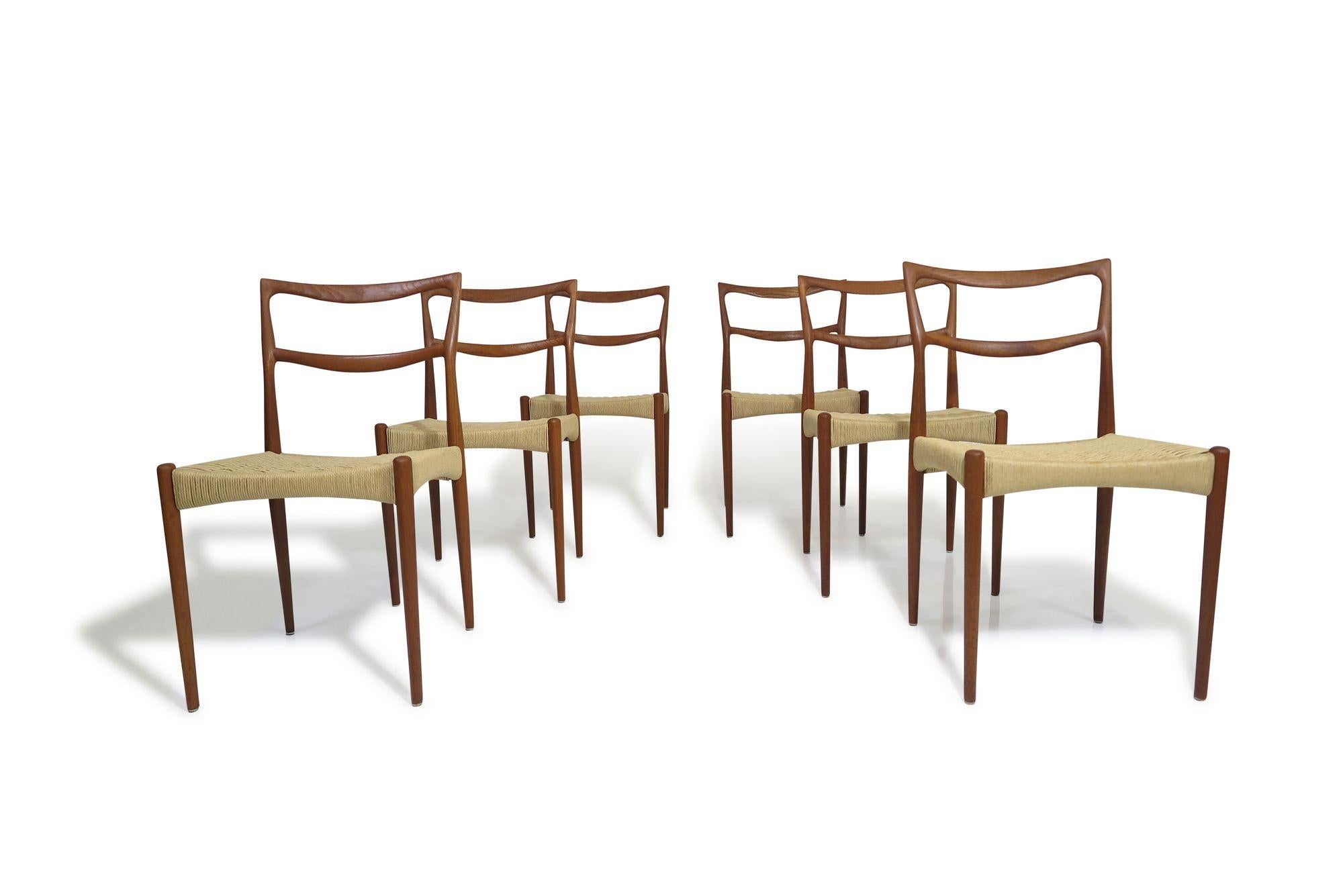 Ensemble de 6 chaises de salle à manger danoises du milieu du siècle par H.W. Klein pour Bramin, restauré en vente 2