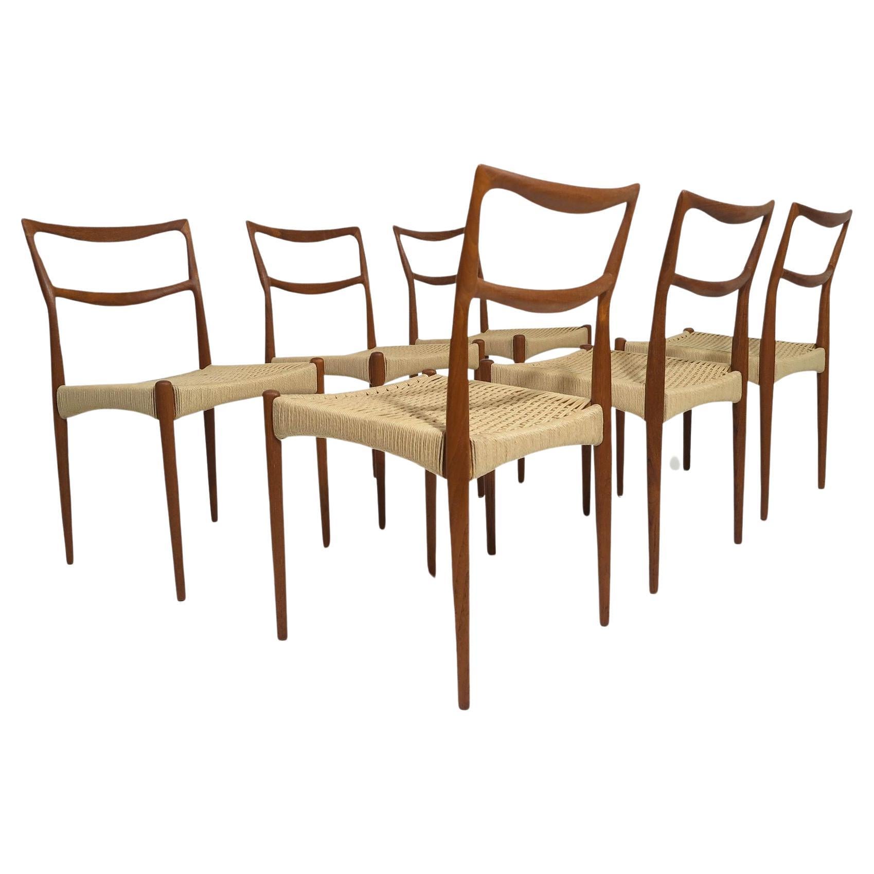 Ensemble de 6 chaises de salle à manger danoises du milieu du siècle par H.W. Klein pour Bramin, restauré
