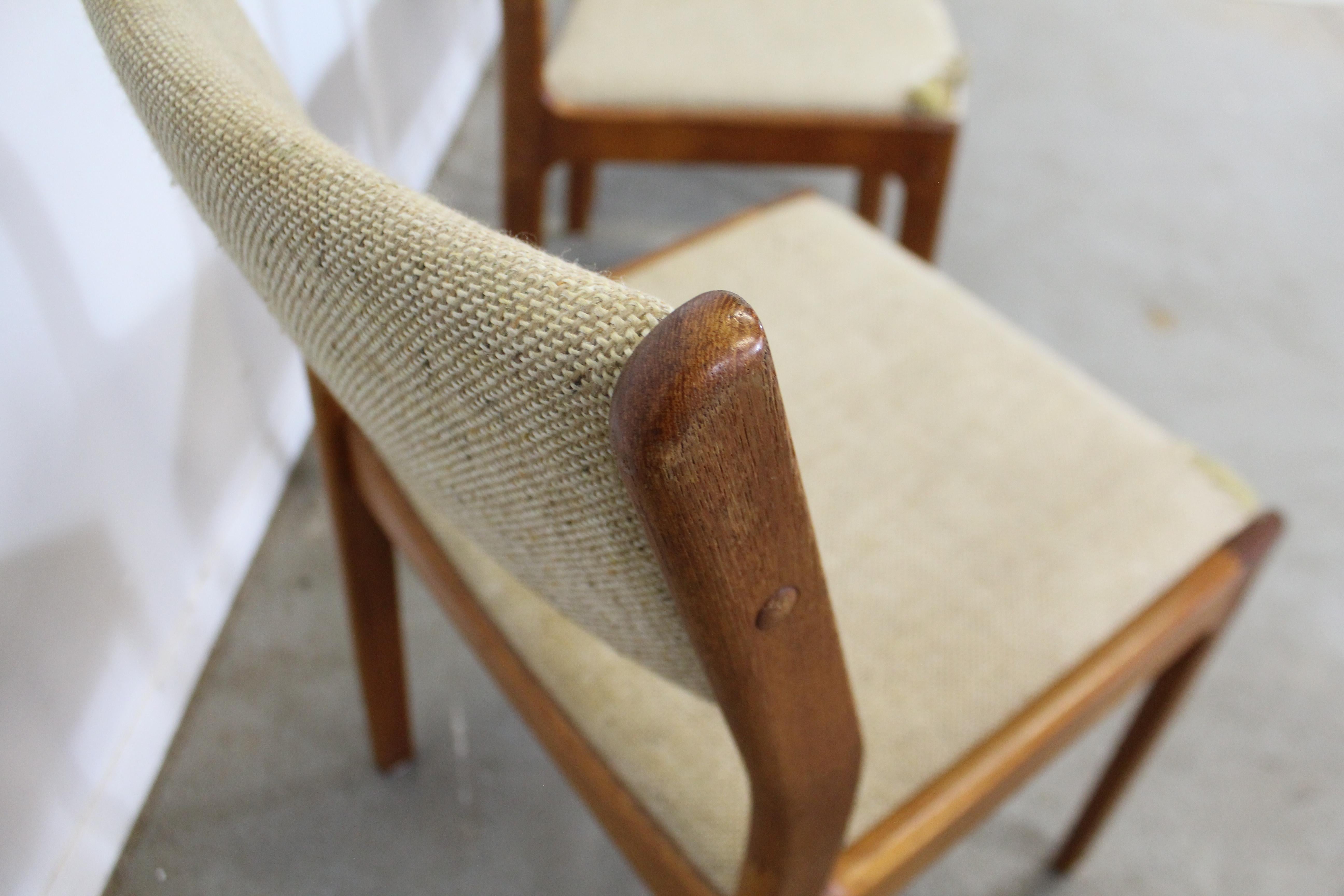 Upholstery Set of 6 Midcentury Danish Modern Teak Dining Chairs