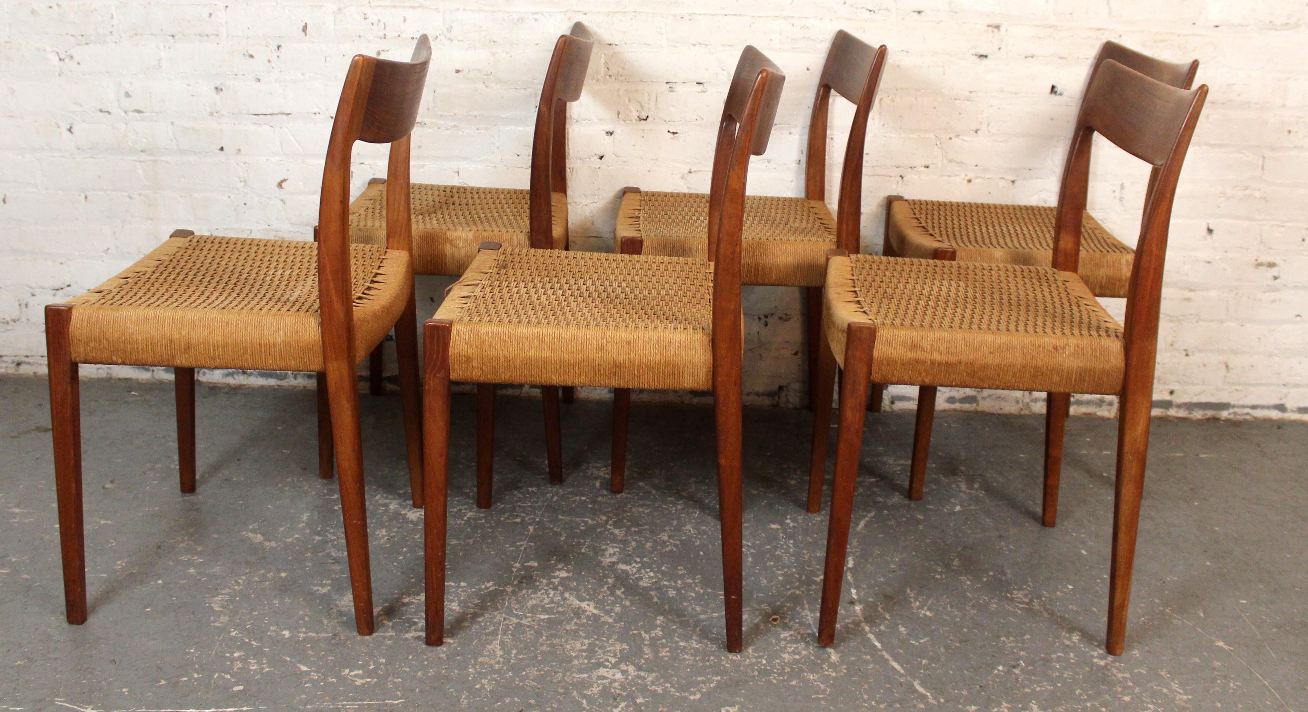 Scandinavian Set of 6 Mid-Century Danish Papercord 