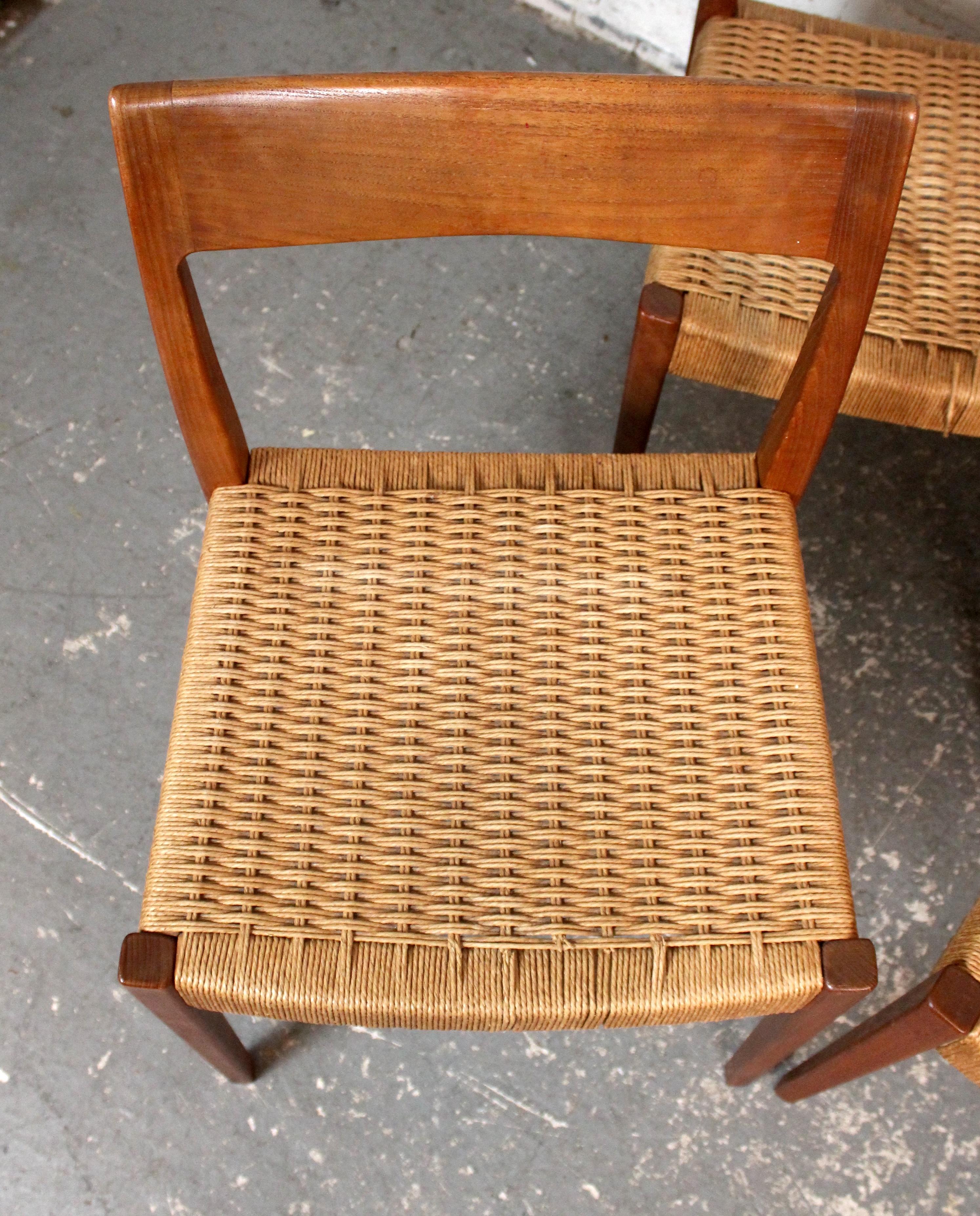 Carved Set of 6 Mid-Century Danish Papercord 