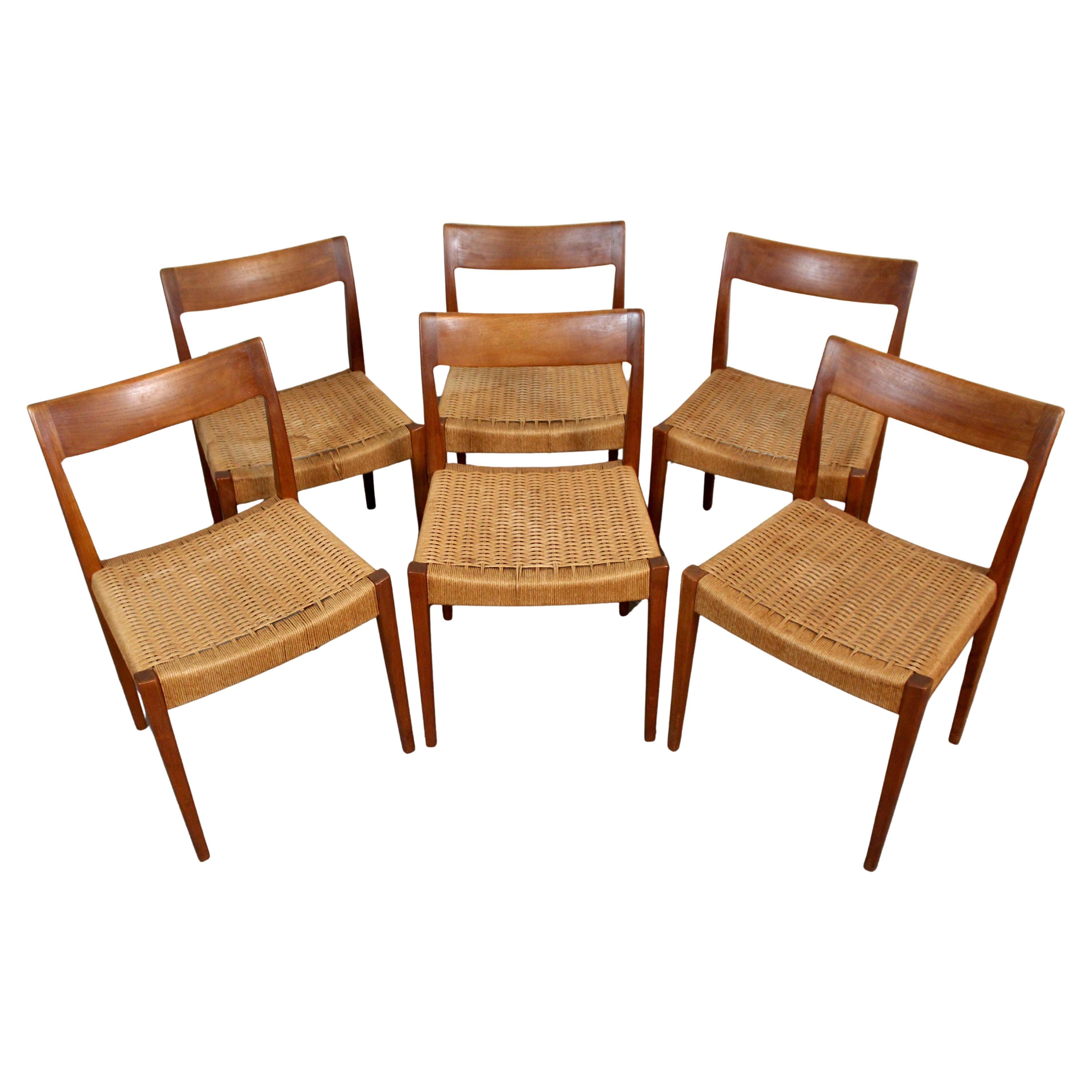 Set of 6 Mid-Century Danish Papercord "Model 77"  Dining Chairs For Sale